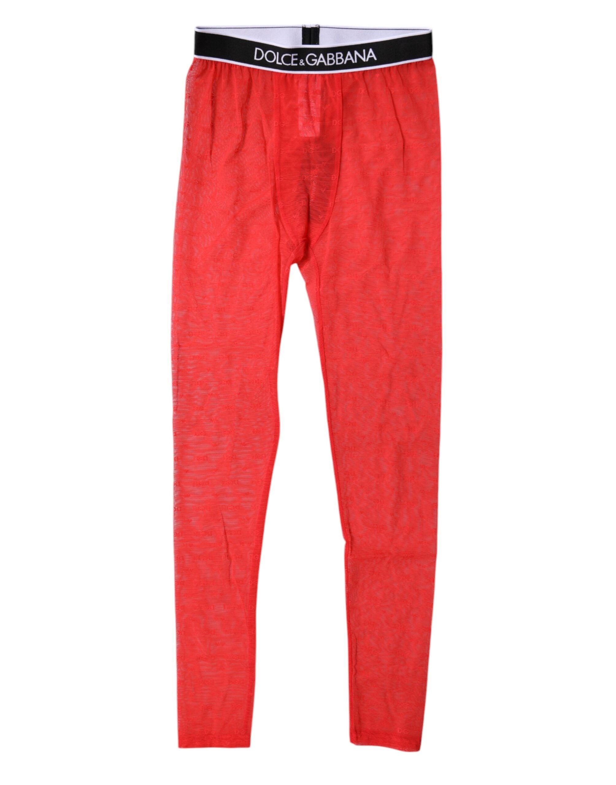 Dolce & Gabbana Red Logo Lace Lingerie Tight Pants Underwear