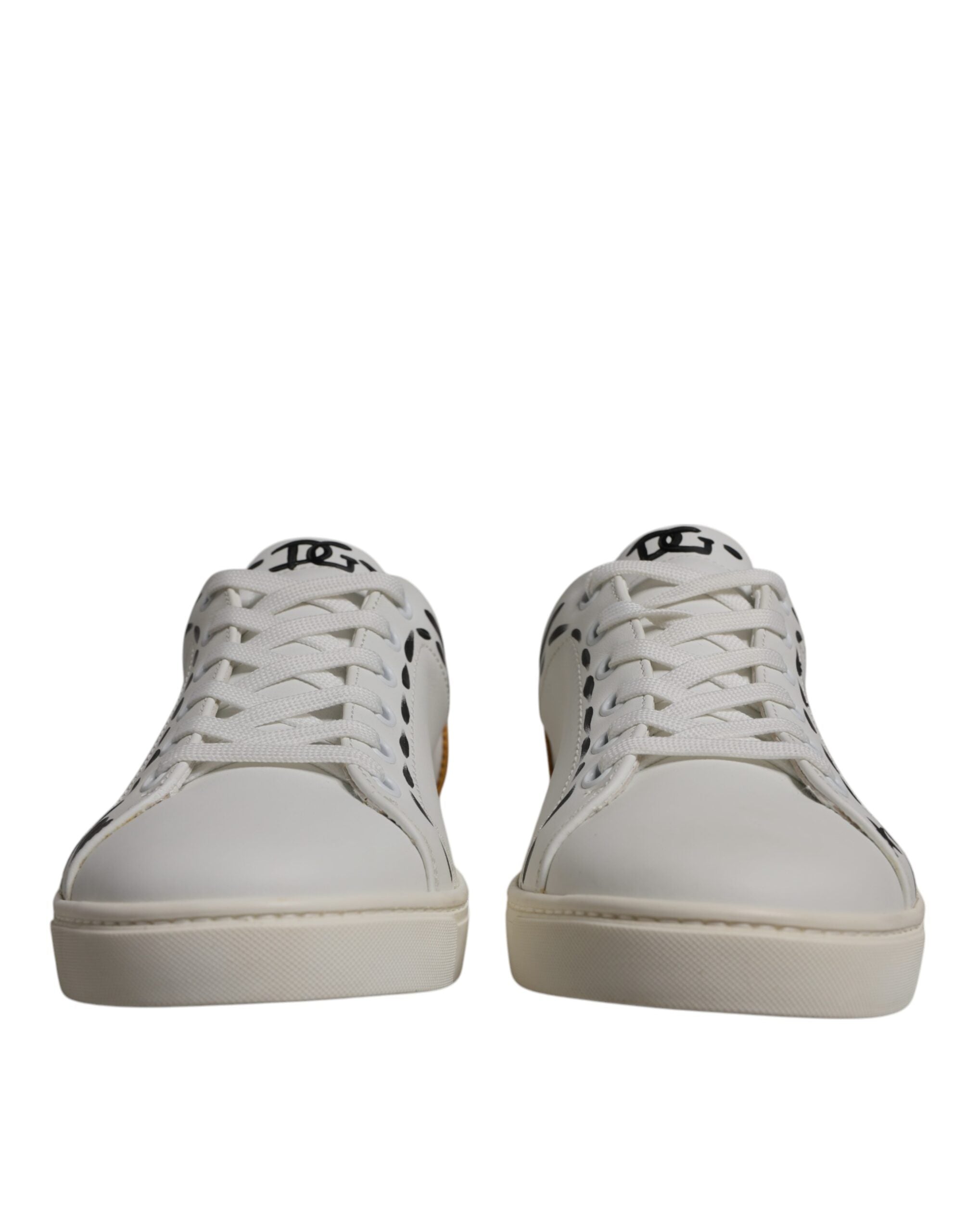 Dolce & Gabbana White Suede Leather Low Top Sneakers Shoes