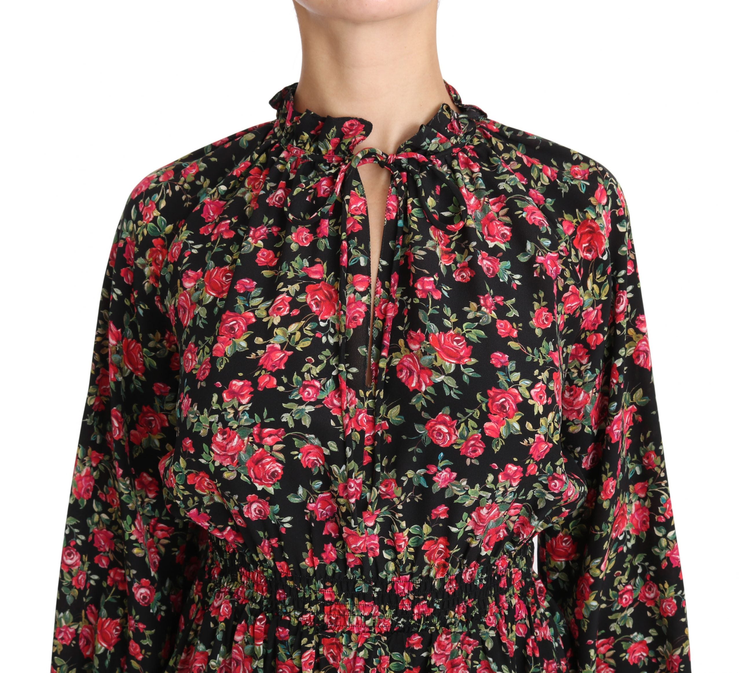 Dolce & Gabbana Black Rose Print Floral Shirt Top Blouse