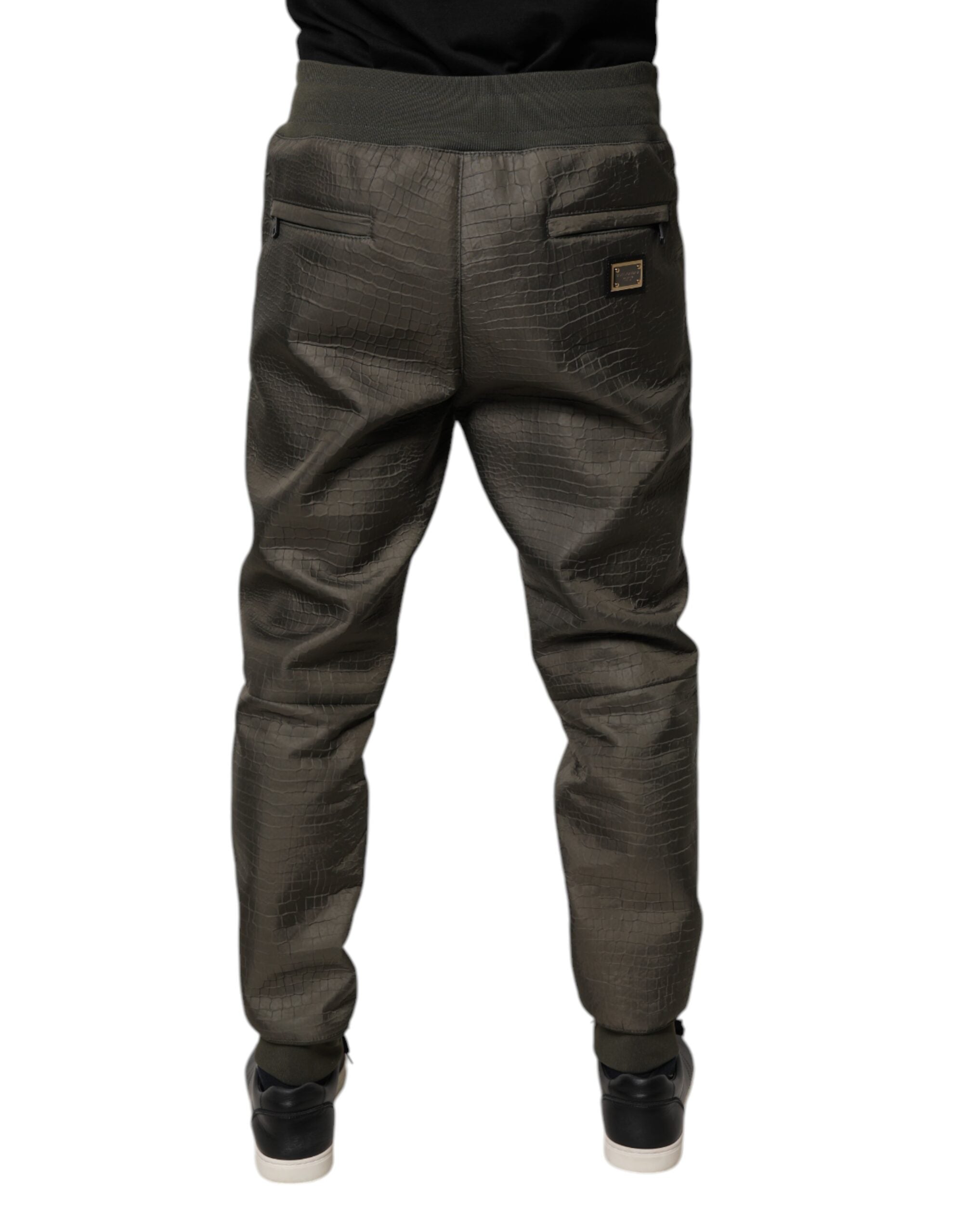 Dolce & Gabbana Brown Lambskin Leather Men Sweatpants Pants