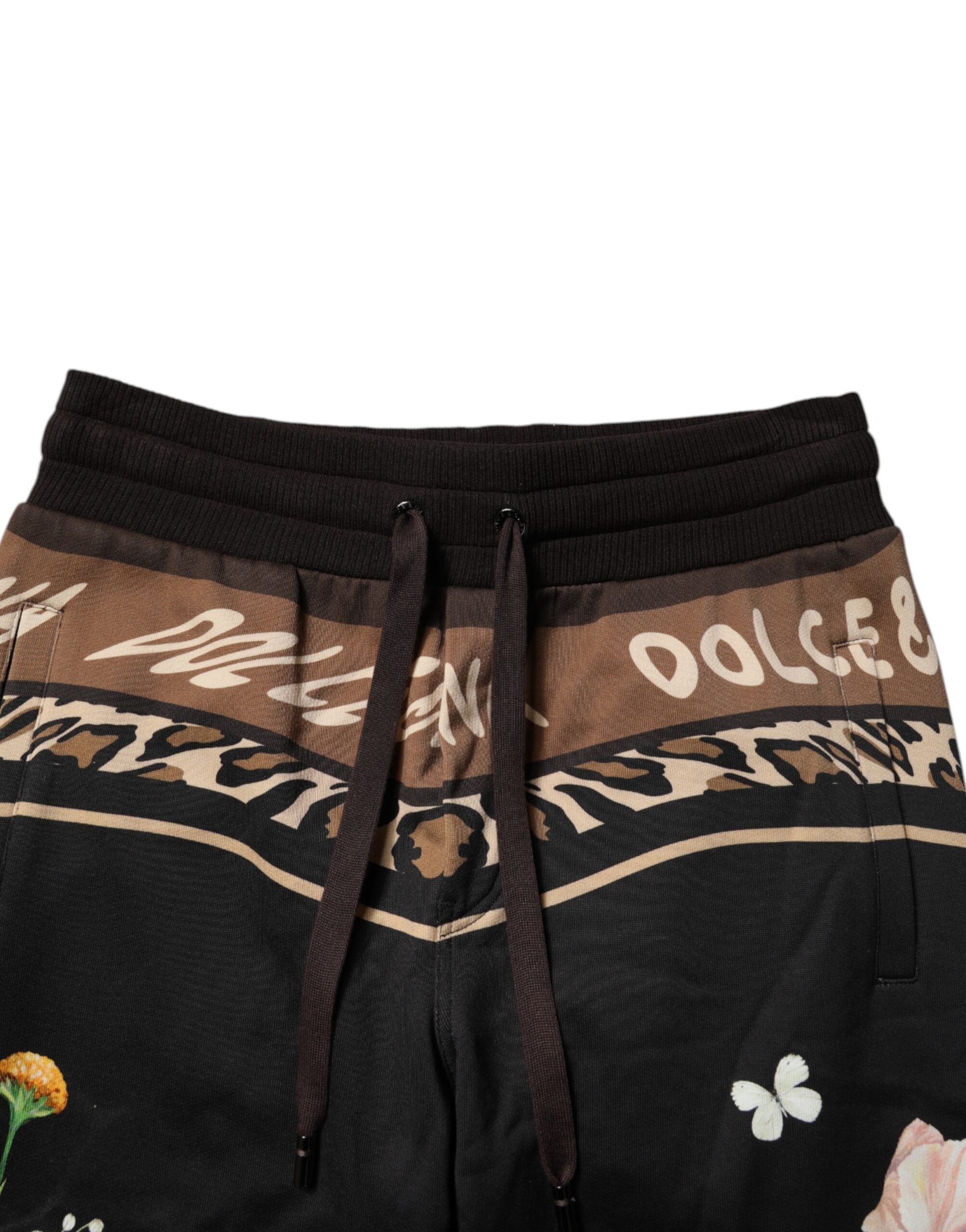 Dolce & Gabbana Black Floral Cotton Jogger Sweatpants Pants