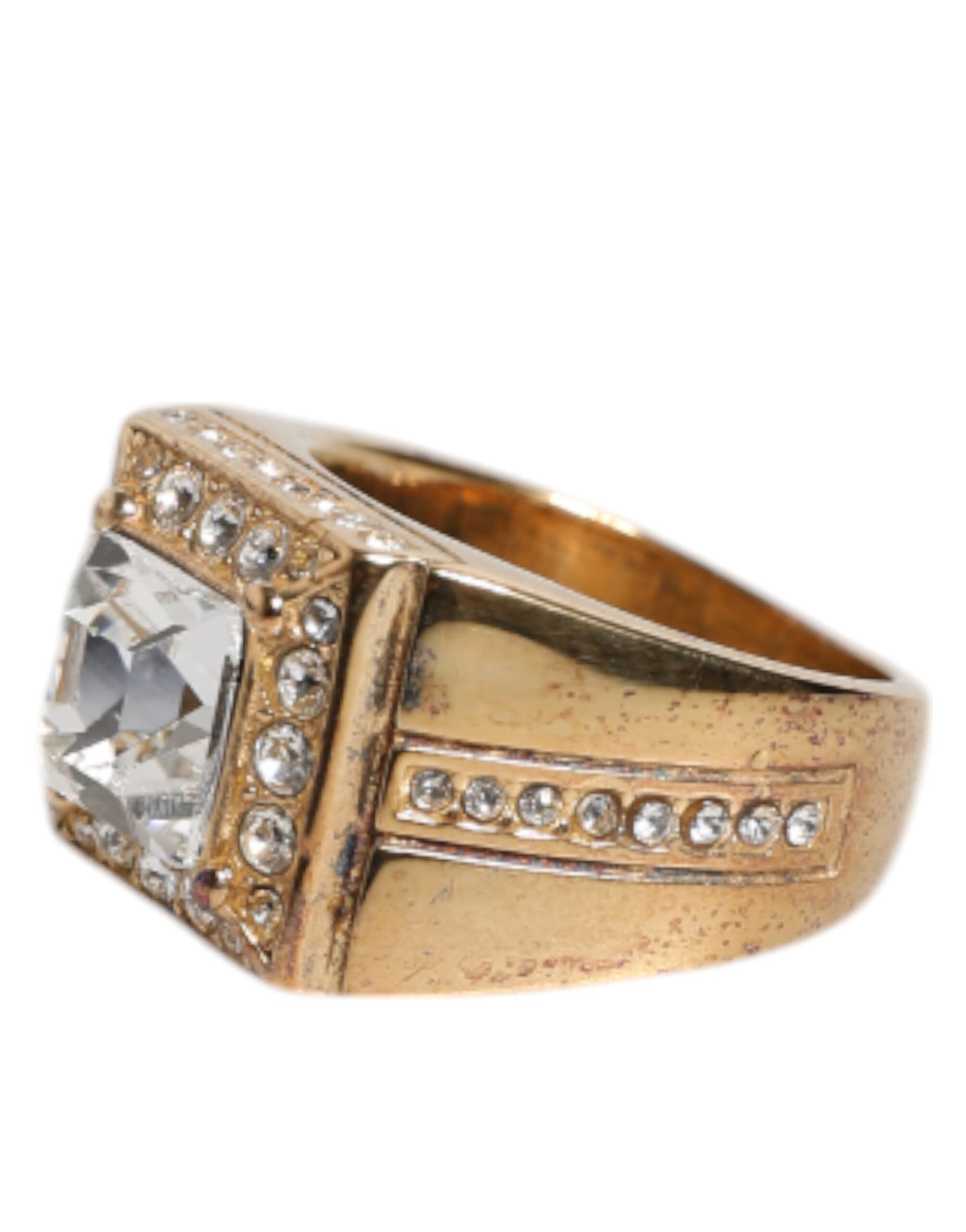 Dolce & Gabbana Gold Tone Sterling Silver 925 Crystals Ring