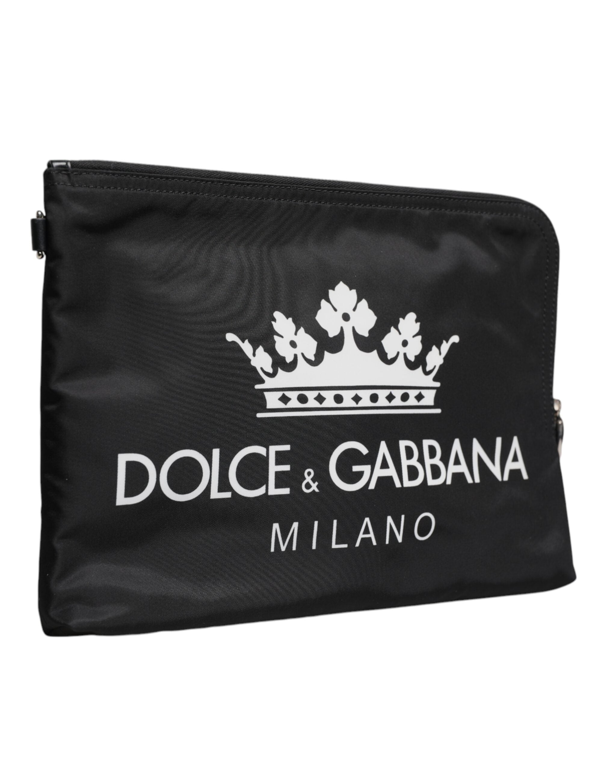 Dolce & Gabbana Black DG Milano Print Nylon Pouch Clutch Bag