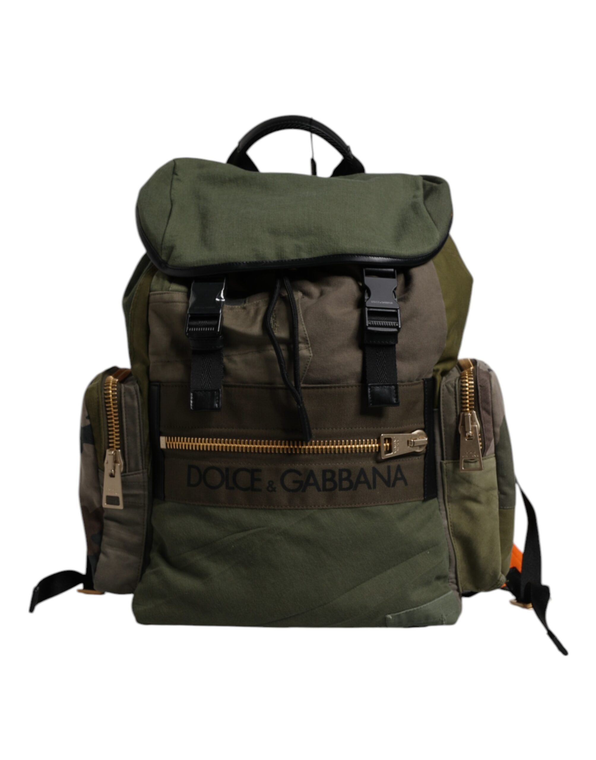 Dolce & Gabbana Military Green Patchwork Travel Backpack Bag