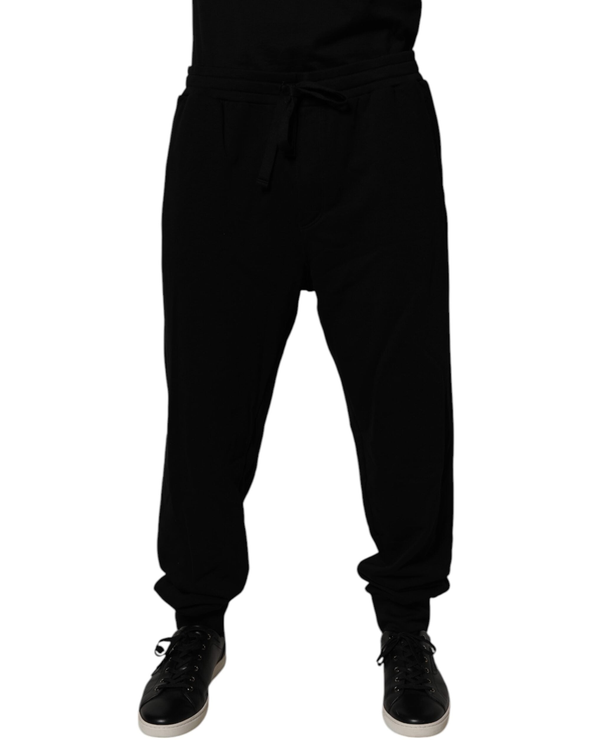 Dolce & Gabbana Black Cotton Crown Logo Jogger Pants