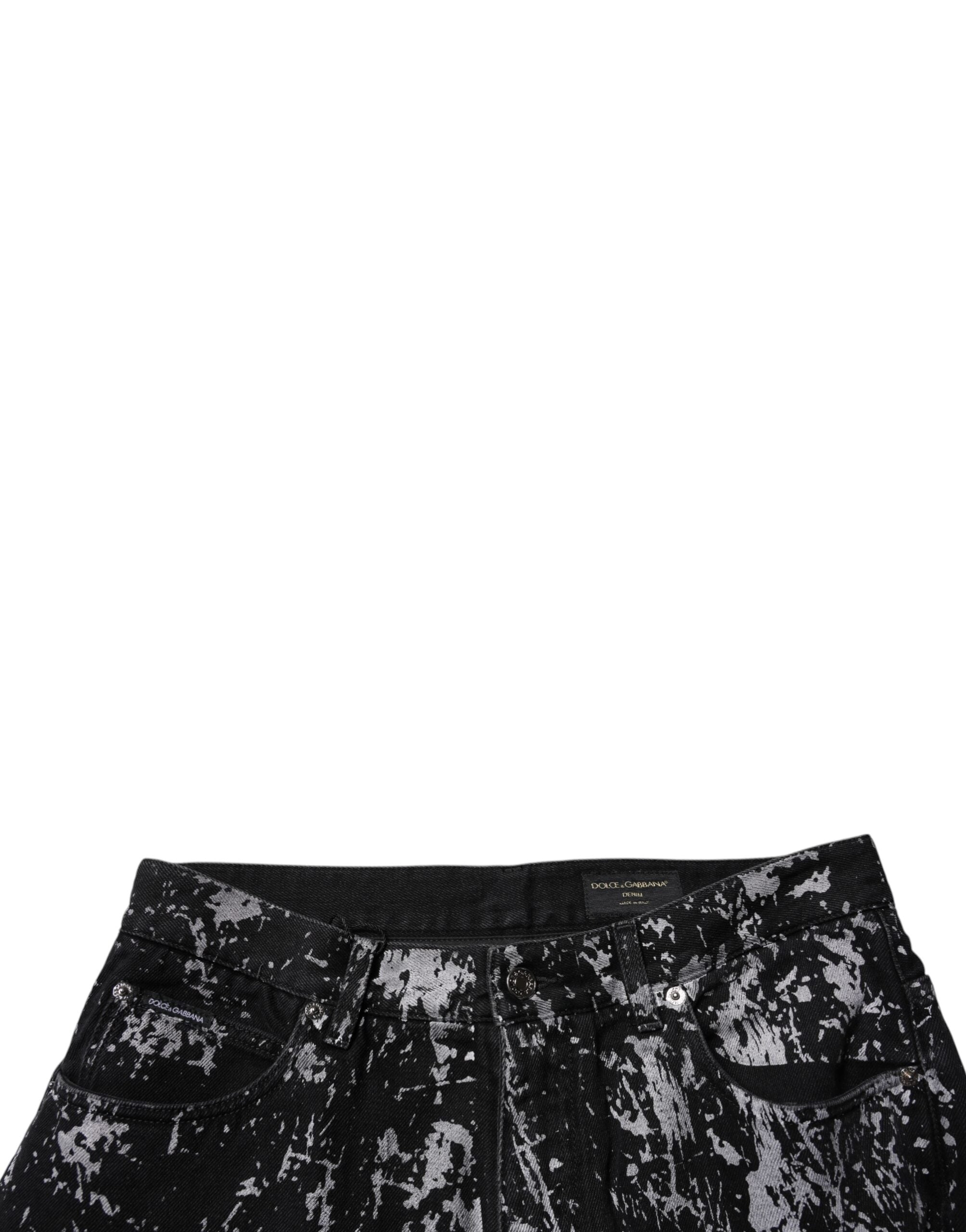 Dolce & Gabbana Black Tie Dye Cotton Straight Men Denim Jeans