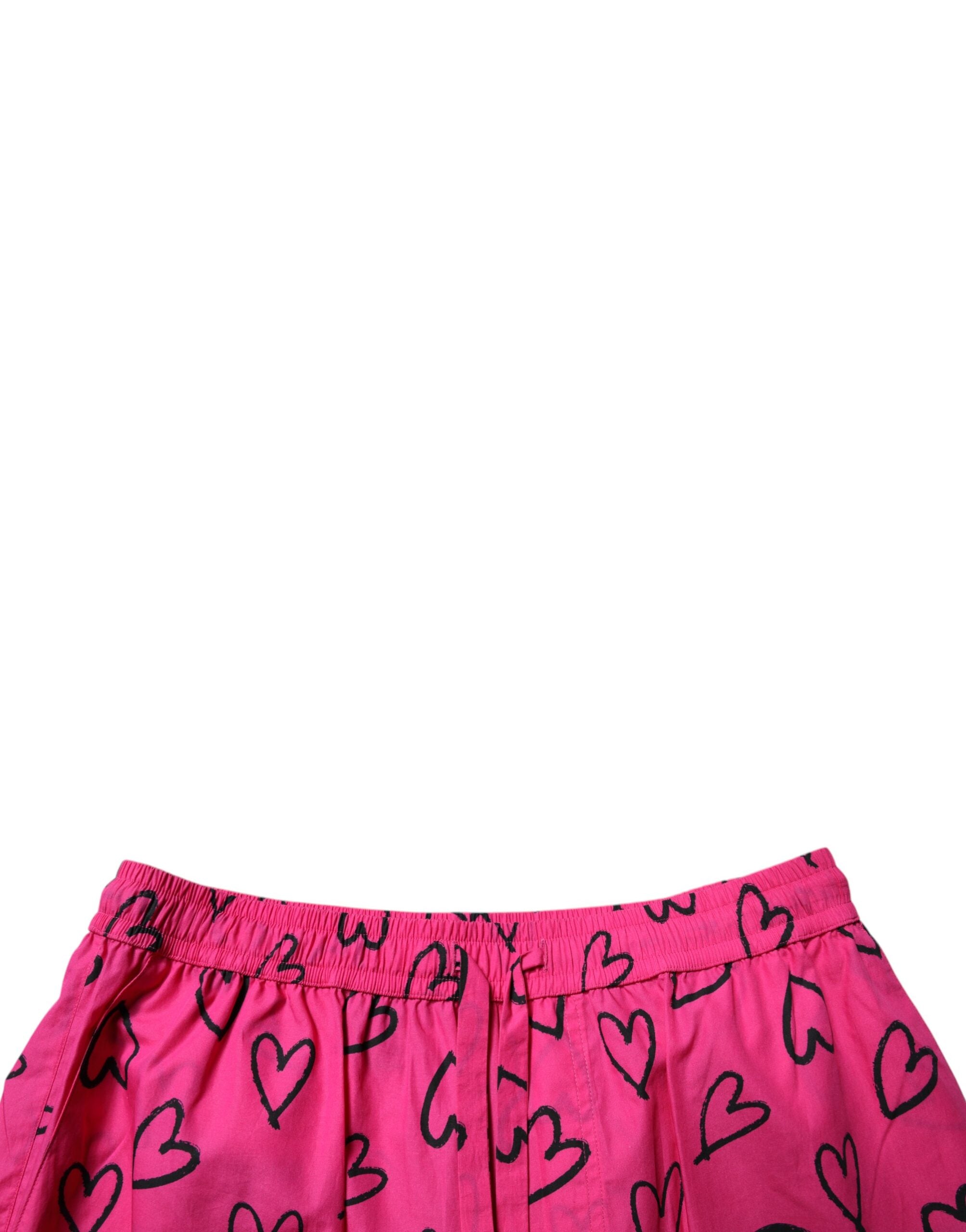 Dolce & Gabbana Pink Cotton Heart Print Bermuda Shorts
