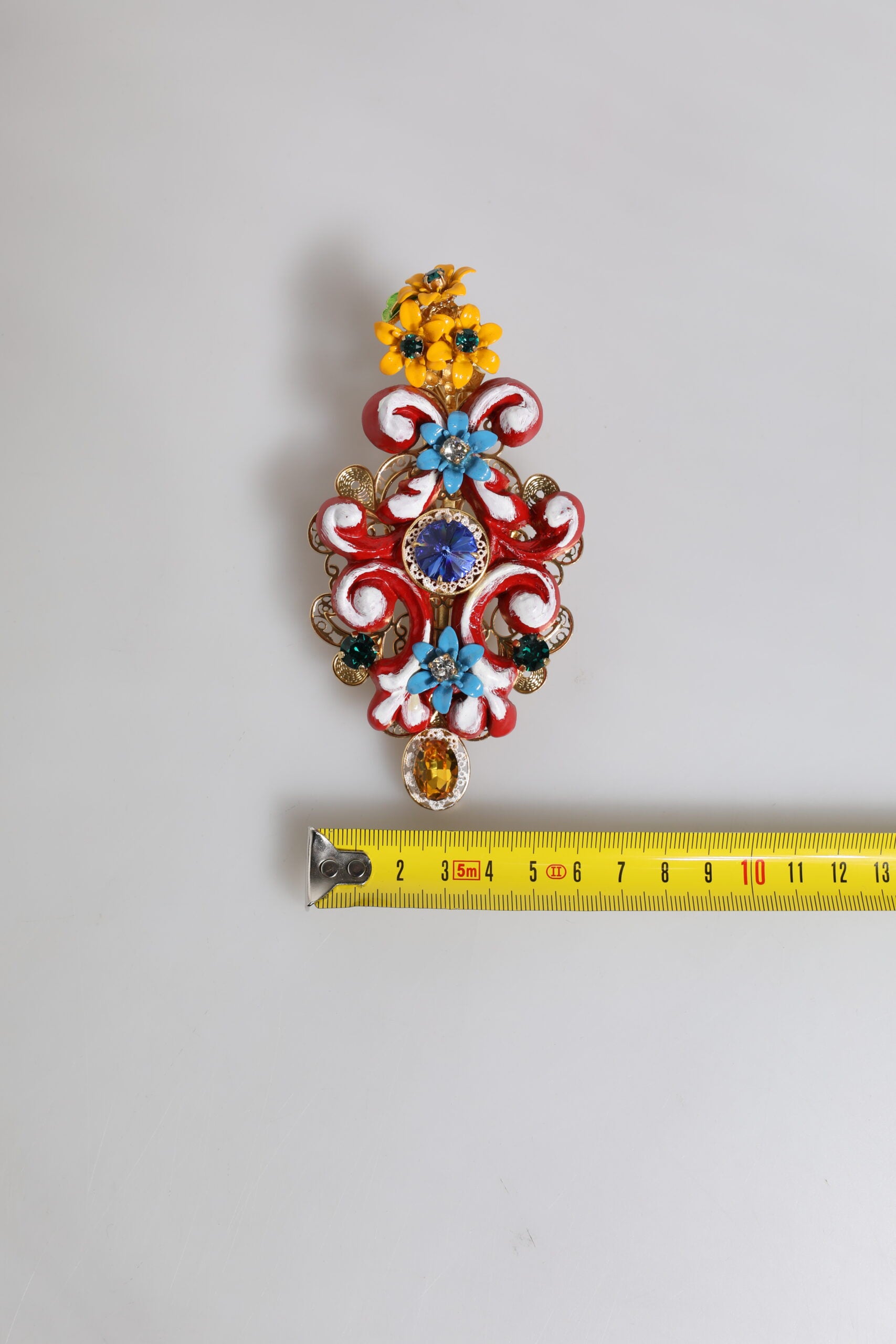 Dolce & Gabbana Multicolor Spring CARRETTO Gold Brass Crystal Hair Clip