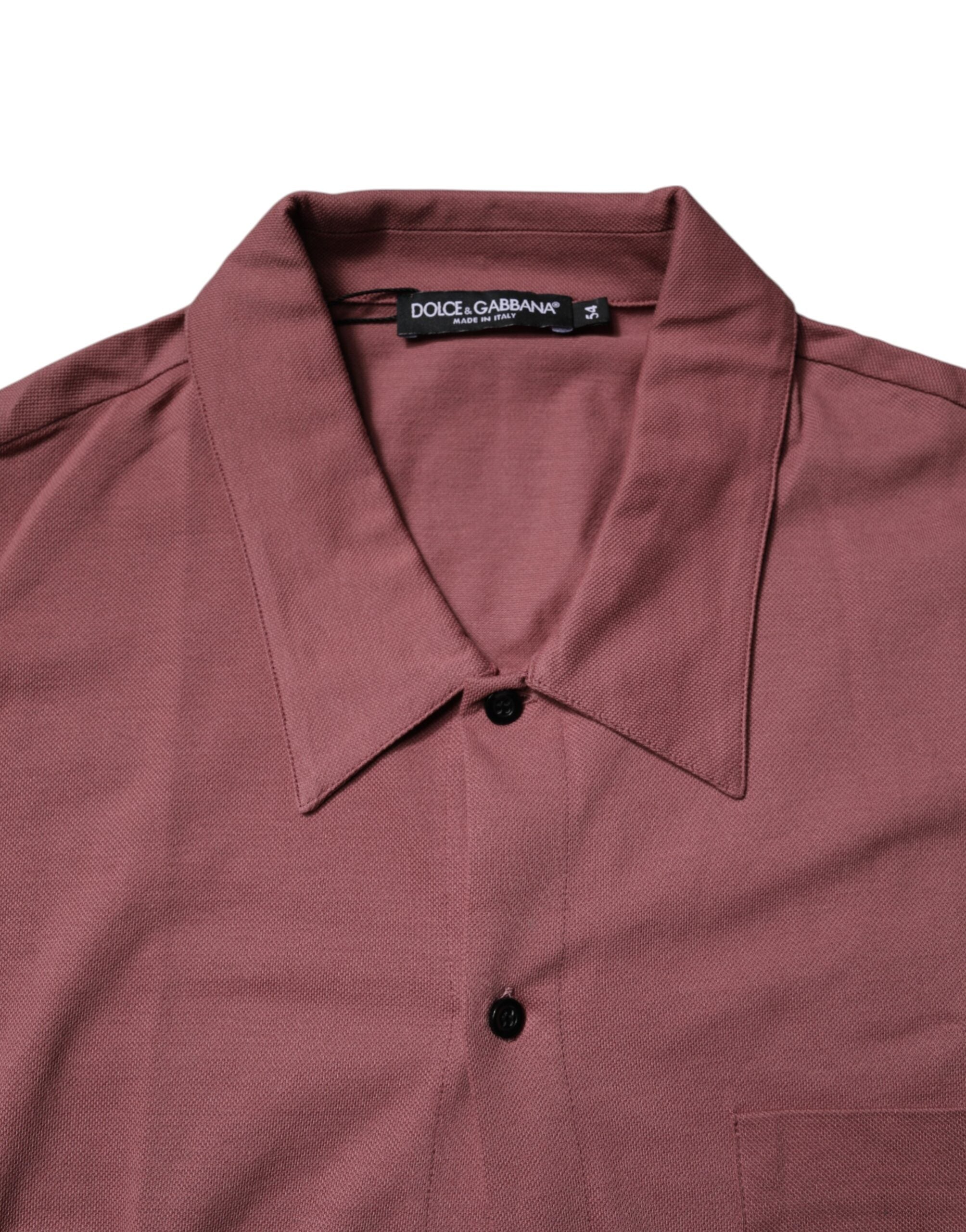 Dolce & Gabbana Dark Pink Button Down Casual Polo Men Shirt