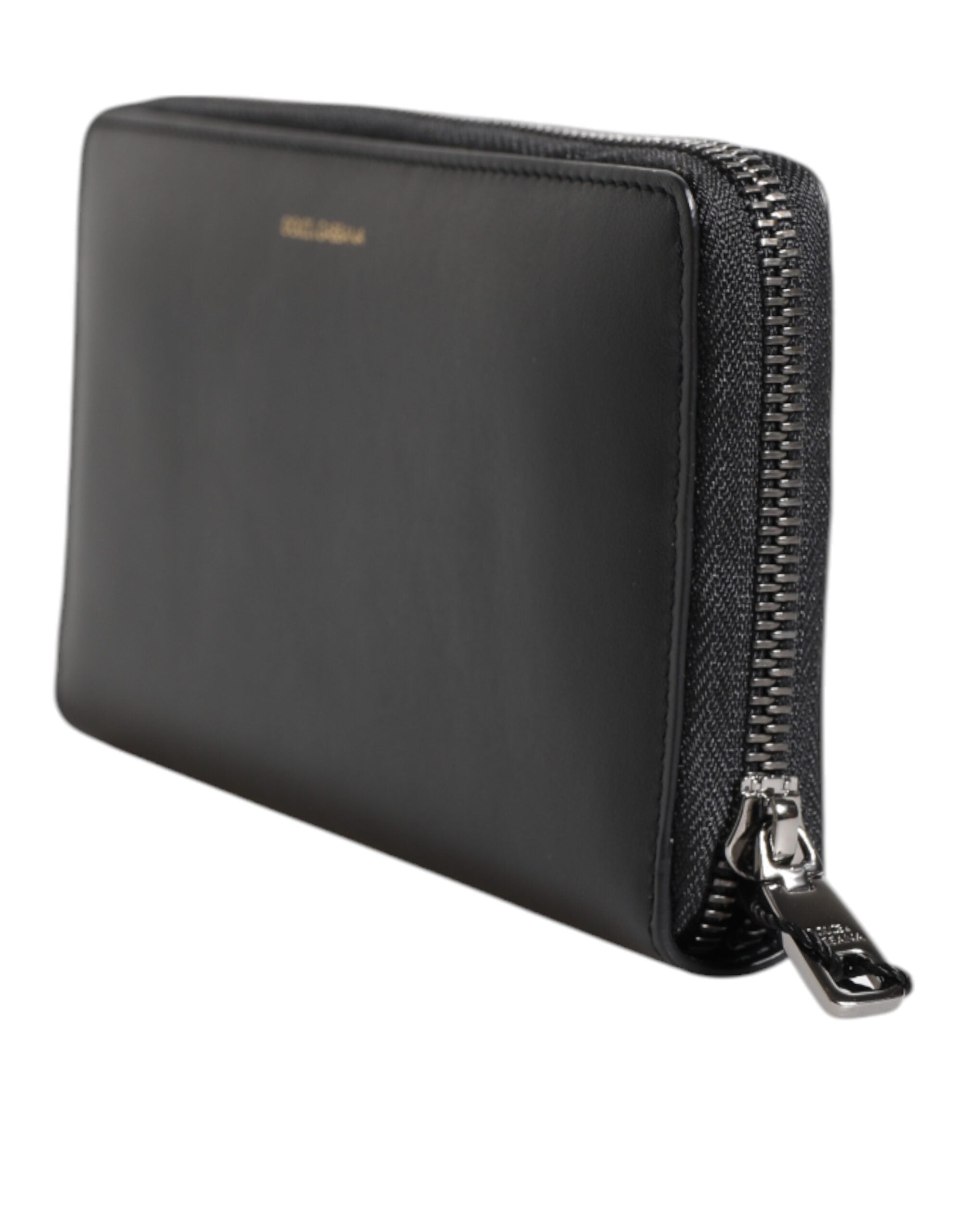 Dolce & Gabbana Black Blue Exotic Leather Embossed Continental Wallet