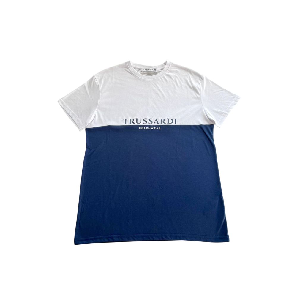 Trussardi Beachwear Blue Polyester Men T-Shirt