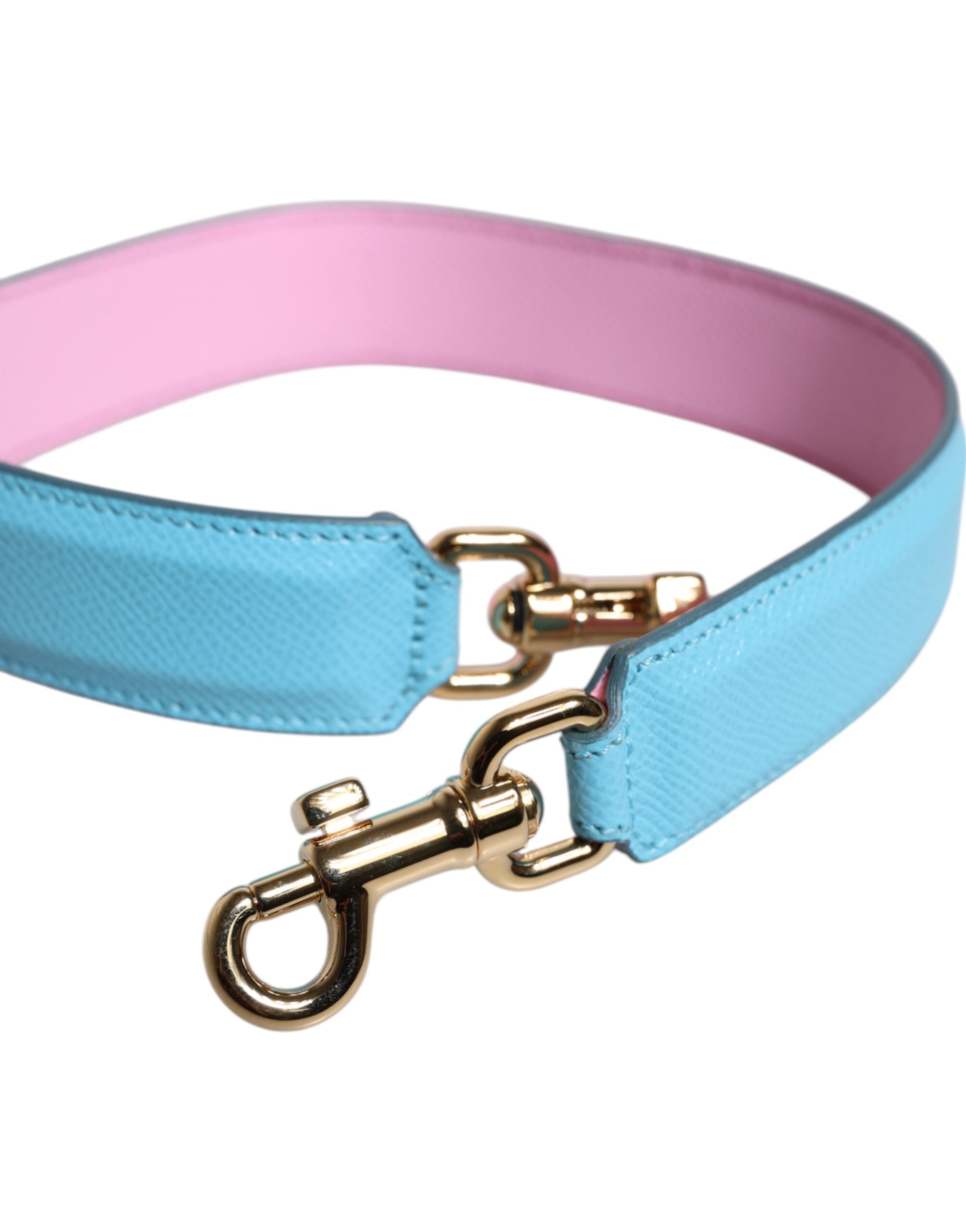 Dolce & Gabbana Pink Blue Leather Handle Bag Shoulder Strap