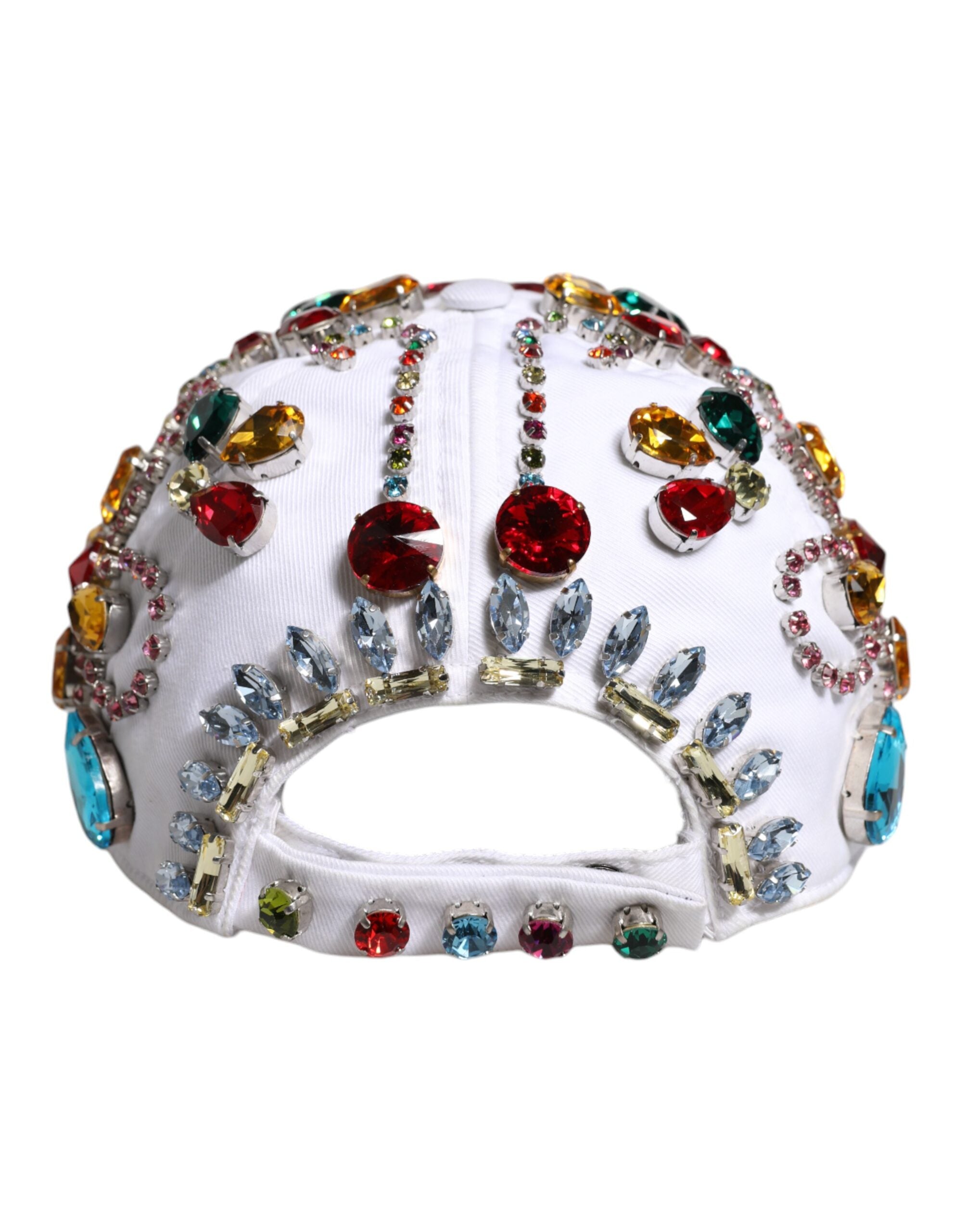 Dolce & Gabbana White Multicolor Crystal Embellish Baseball Cap