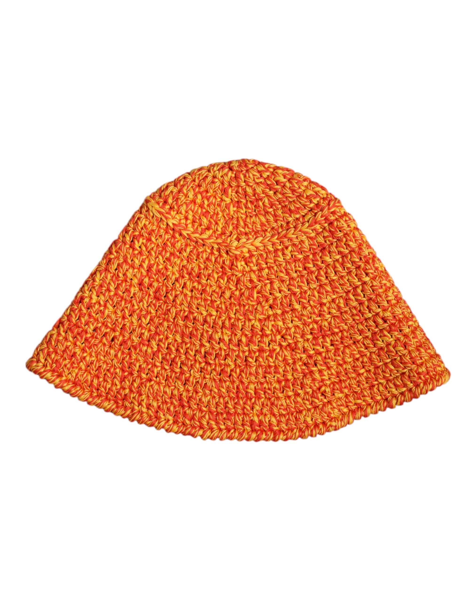 Dolce & Gabbana Orange Cotton Crochet DG Logo Bucket  Hat