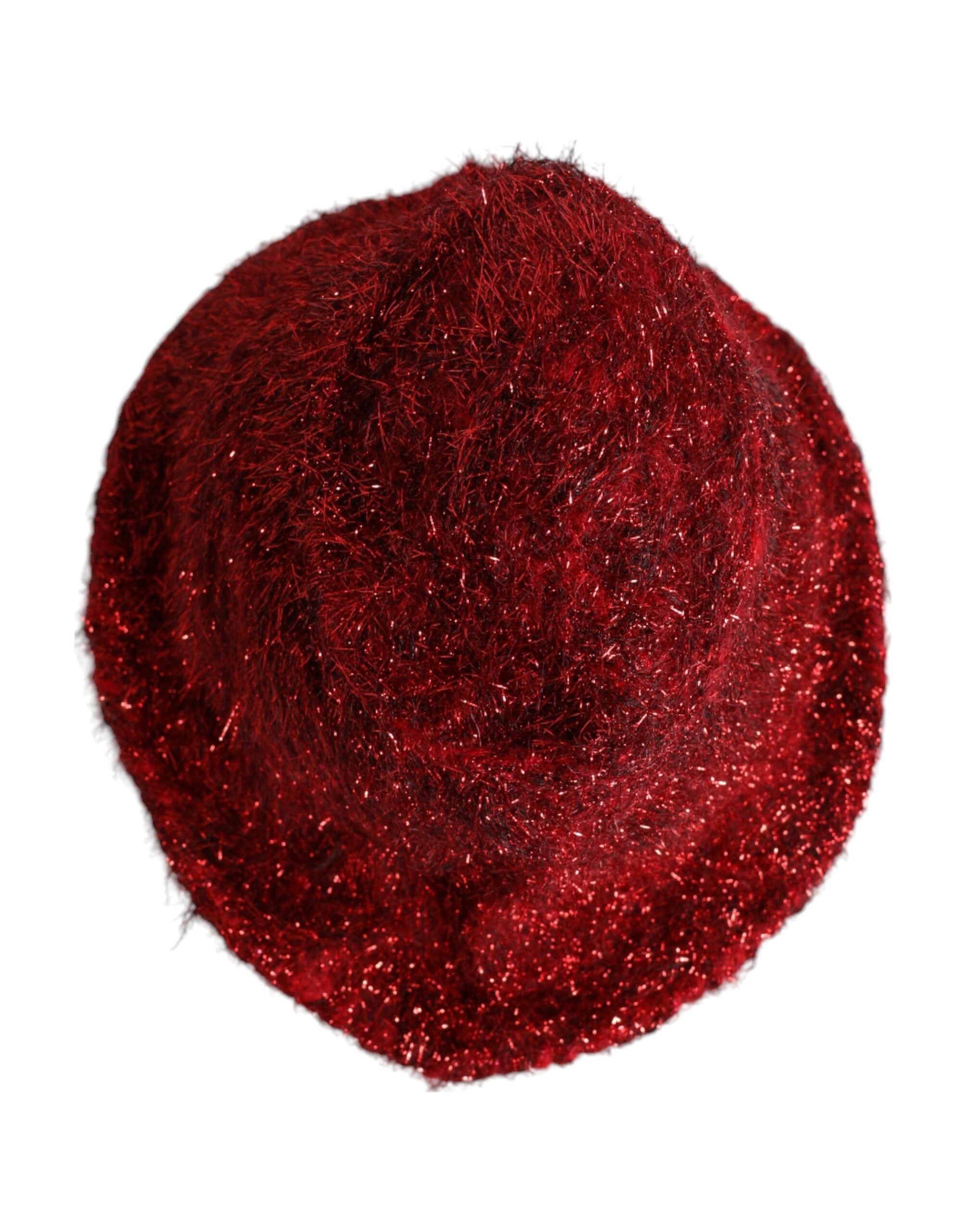 Dolce & Gabbana Red Viscose Tinsel Wide Brim Bucket Hat