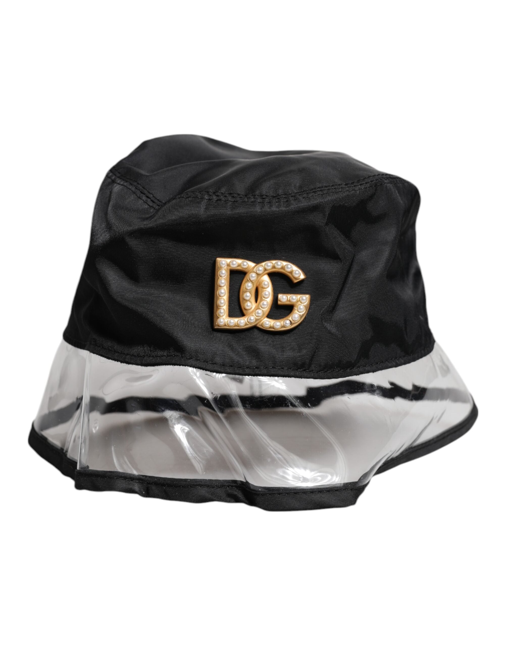 Dolce & Gabbana Black Nylon PVC DG Logo Bucket Hat