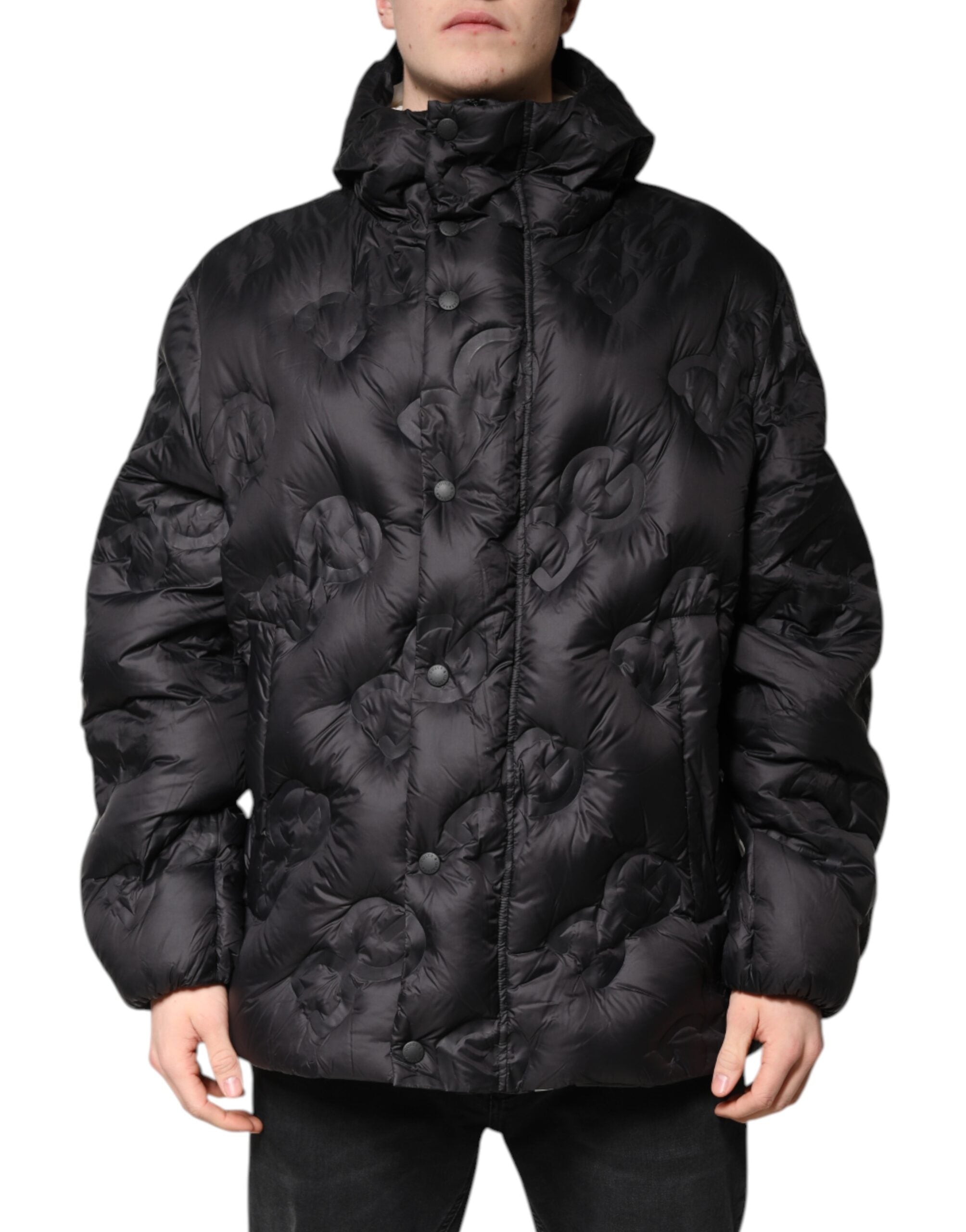 Dolce & Gabbana Black Hooded Parka Coat Winter Jacket