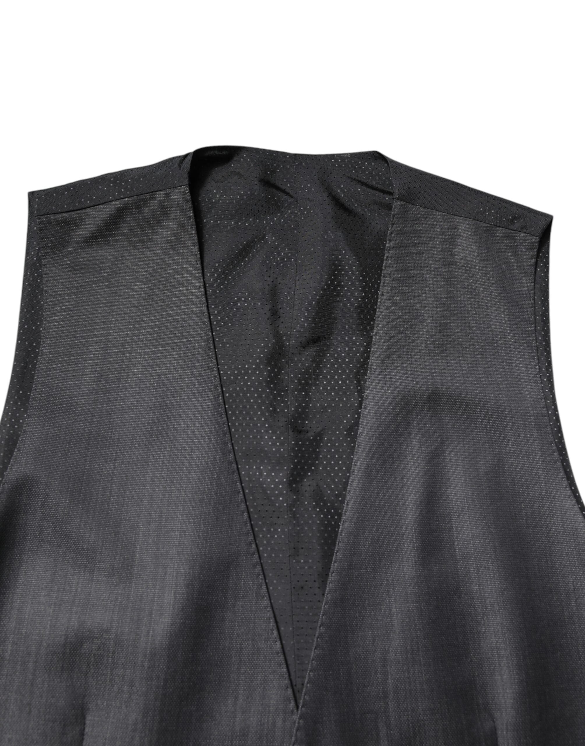 Dolce & Gabbana Black Wool Waistcoat Dress Formal Vest