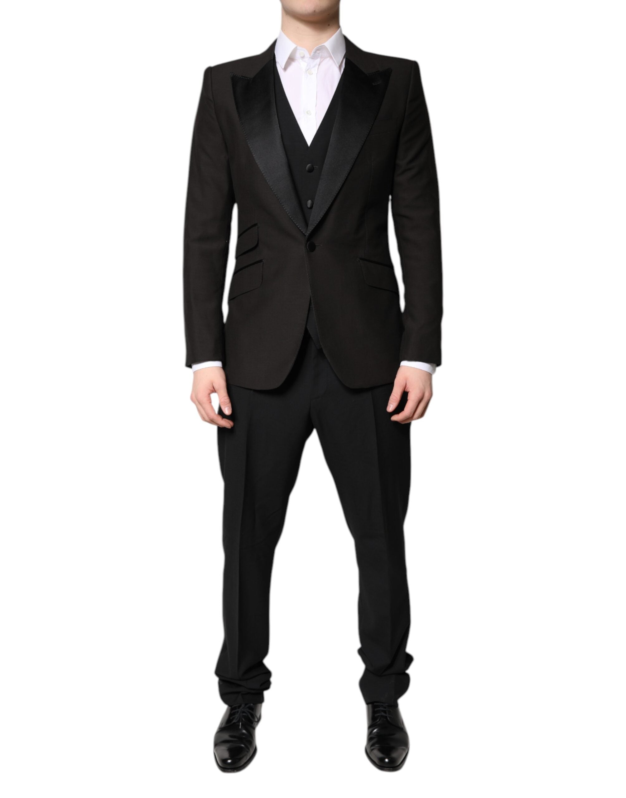 Dolce & Gabbana Black Single Breasted Formal 3 Piece Suit