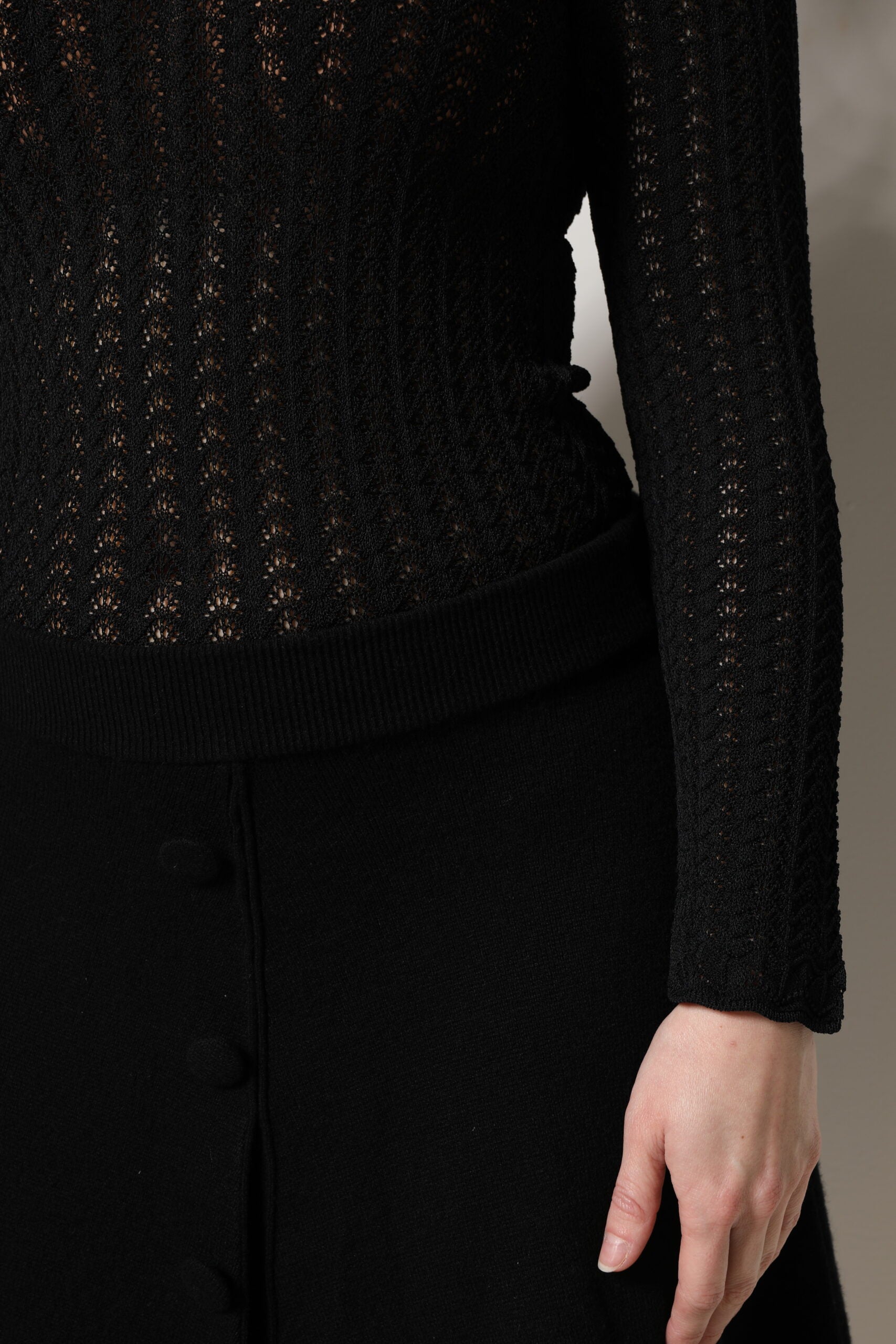 Dolce & Gabbana Black Cashmere Long Sleeves A-line Midi Dress