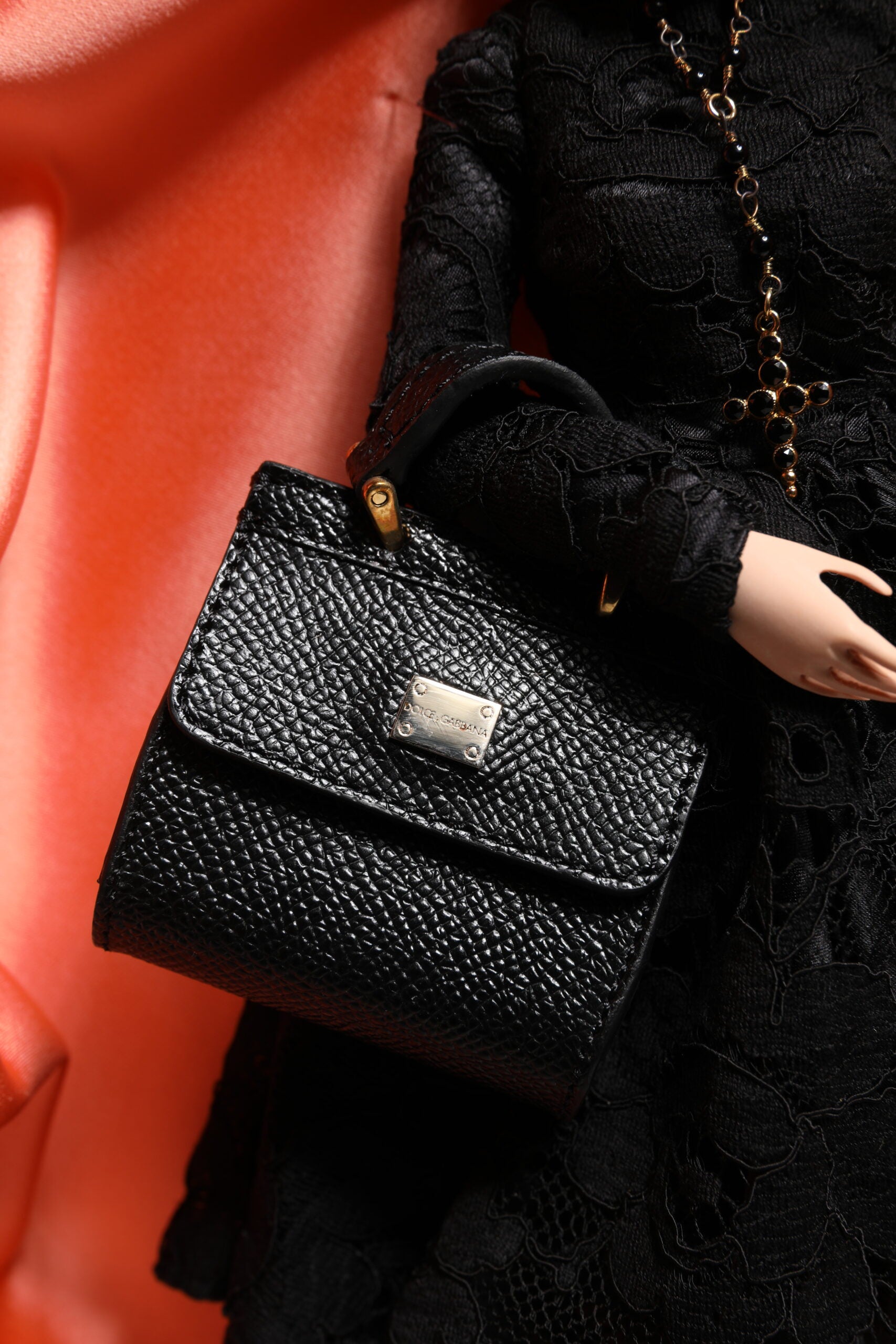 Dolce & Gabbana Black Dress Ceramic Porcelain Fashion Leather Sicily Dolls