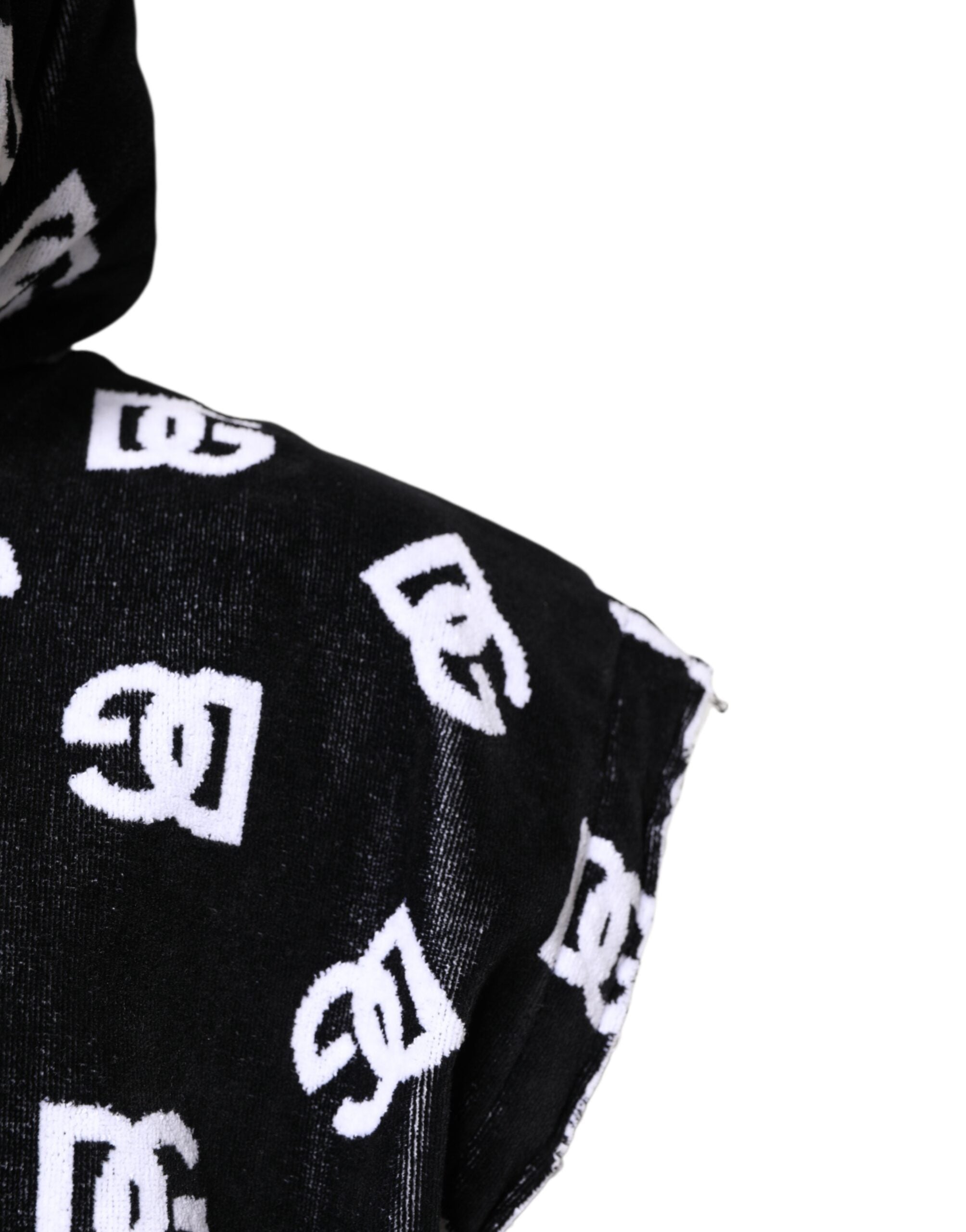 Dolce & Gabbana Black DG Cotton Hooded Sleeveless Sweater