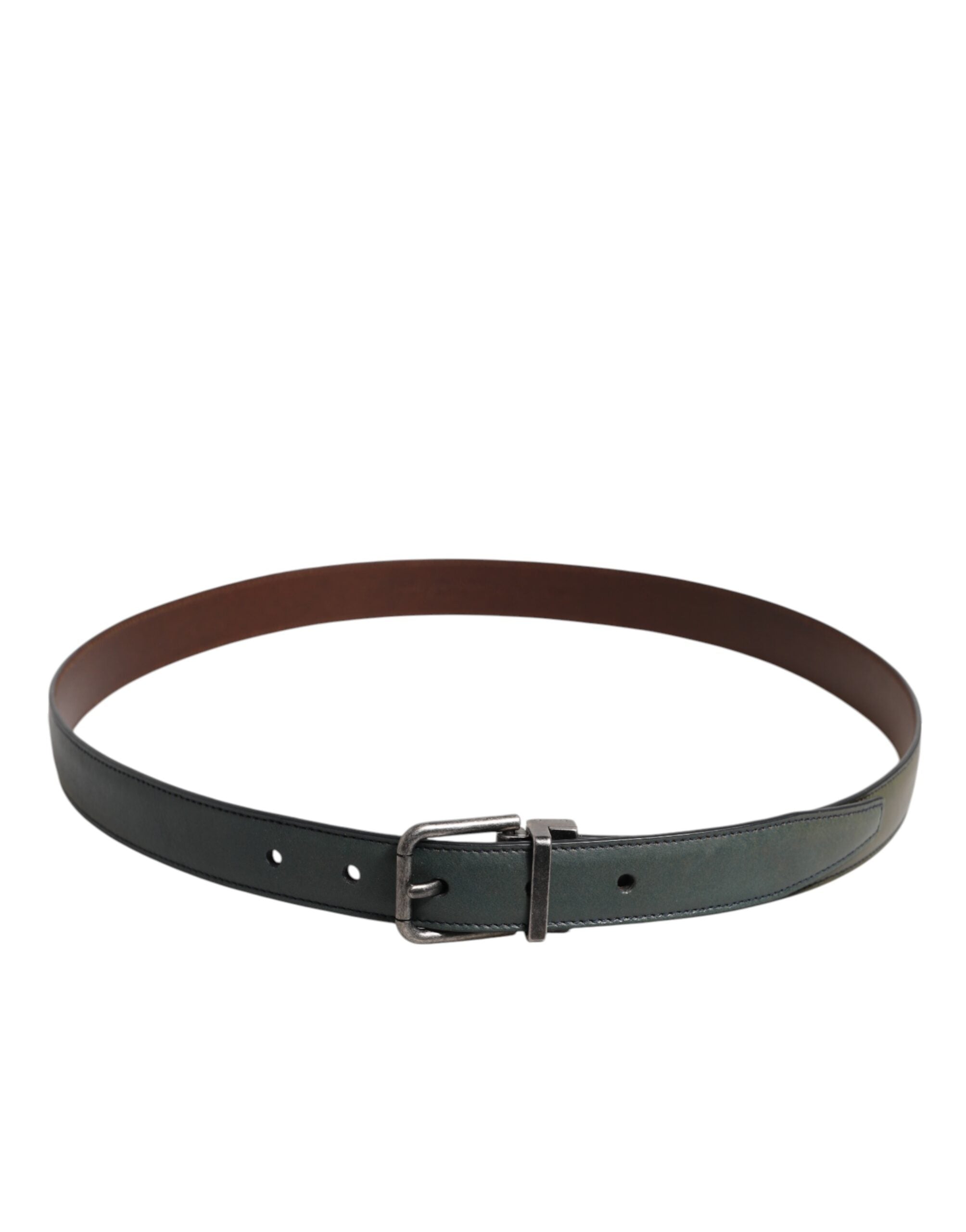 Dolce & Gabbana Green Classic Leather Metal Buckle Belt