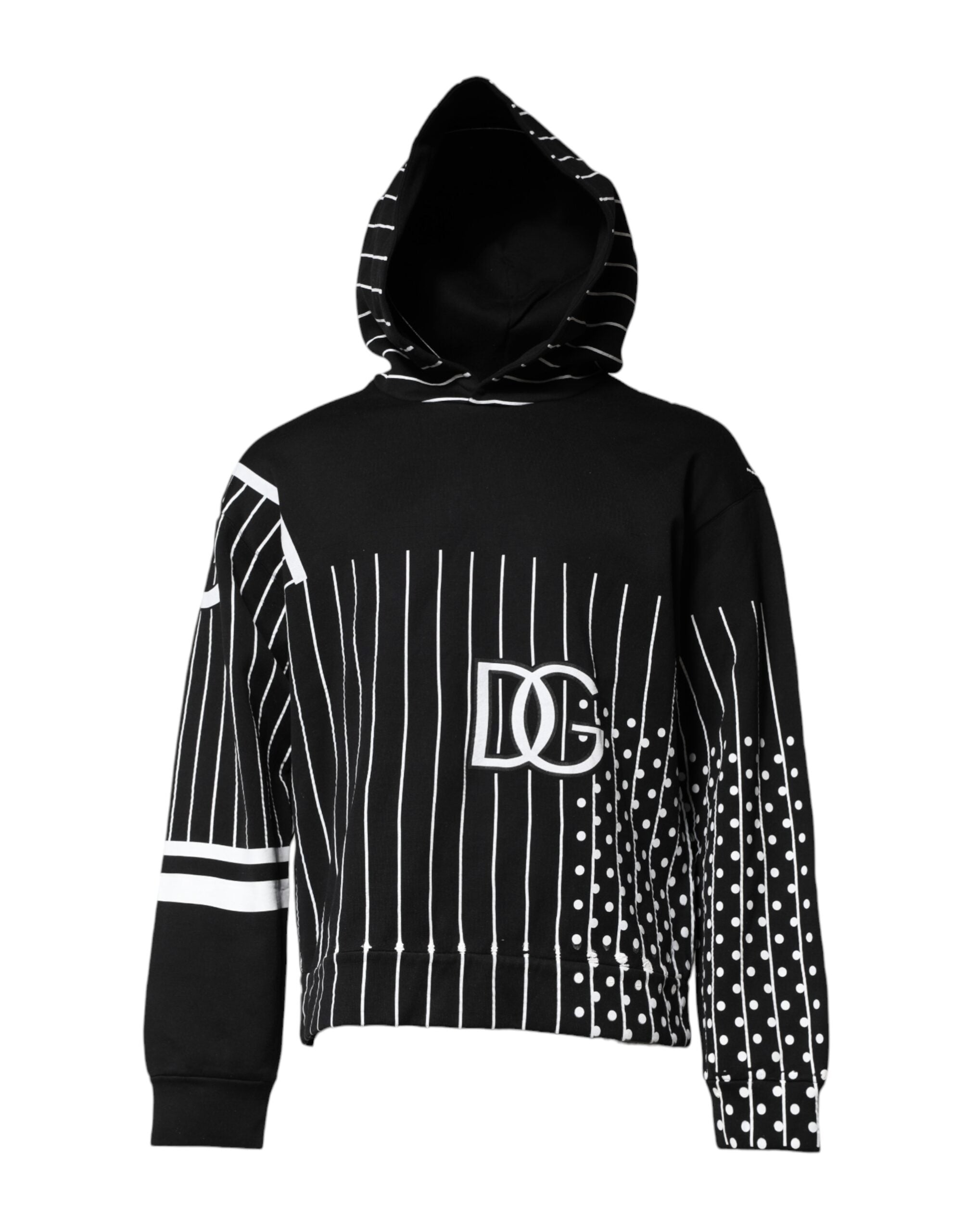 Dolce & Gabbana Black White Stripe Hooded Sweatshirt Sweater
