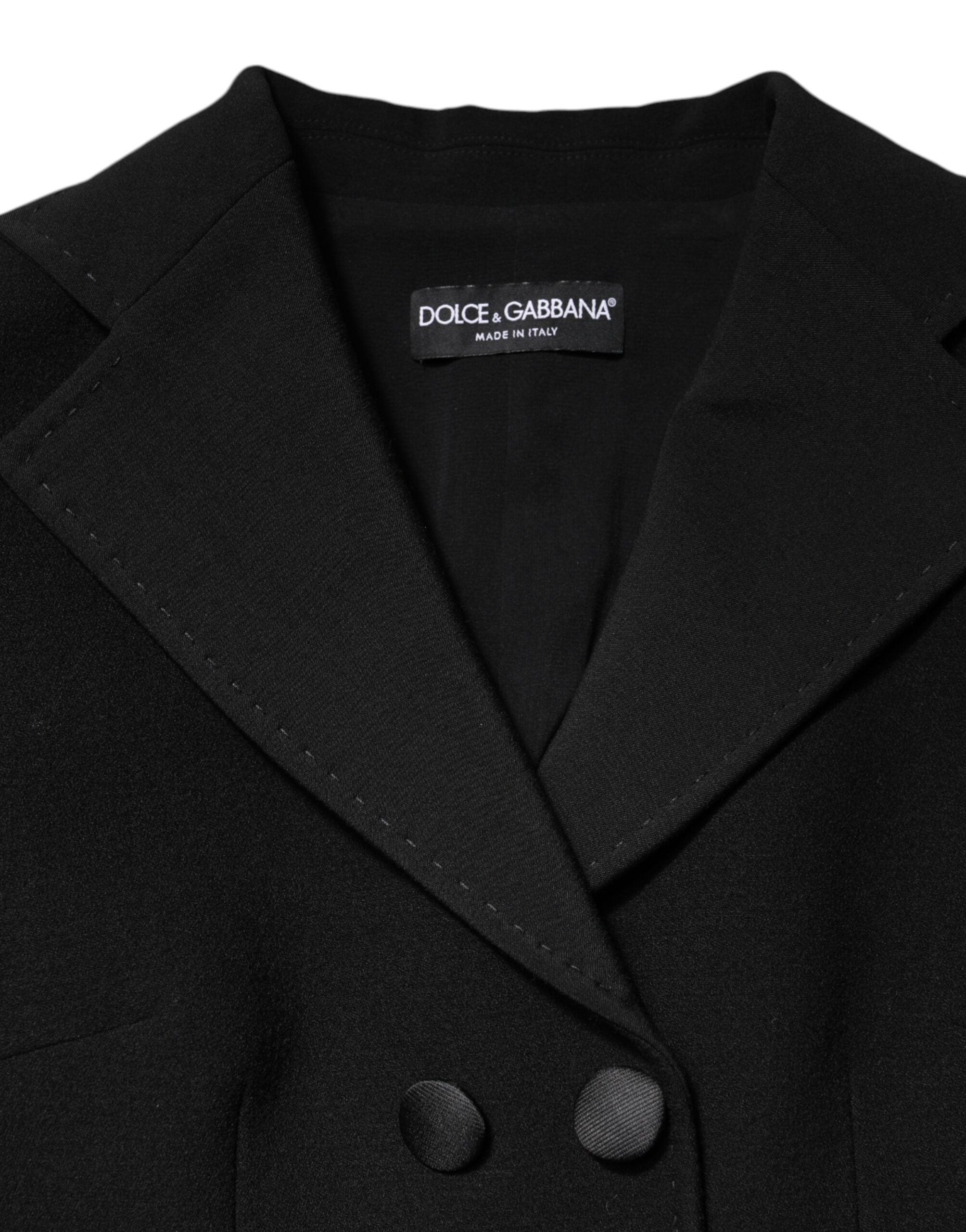 Dolce & Gabbana Black Wool Double Breasted Coat Jacket