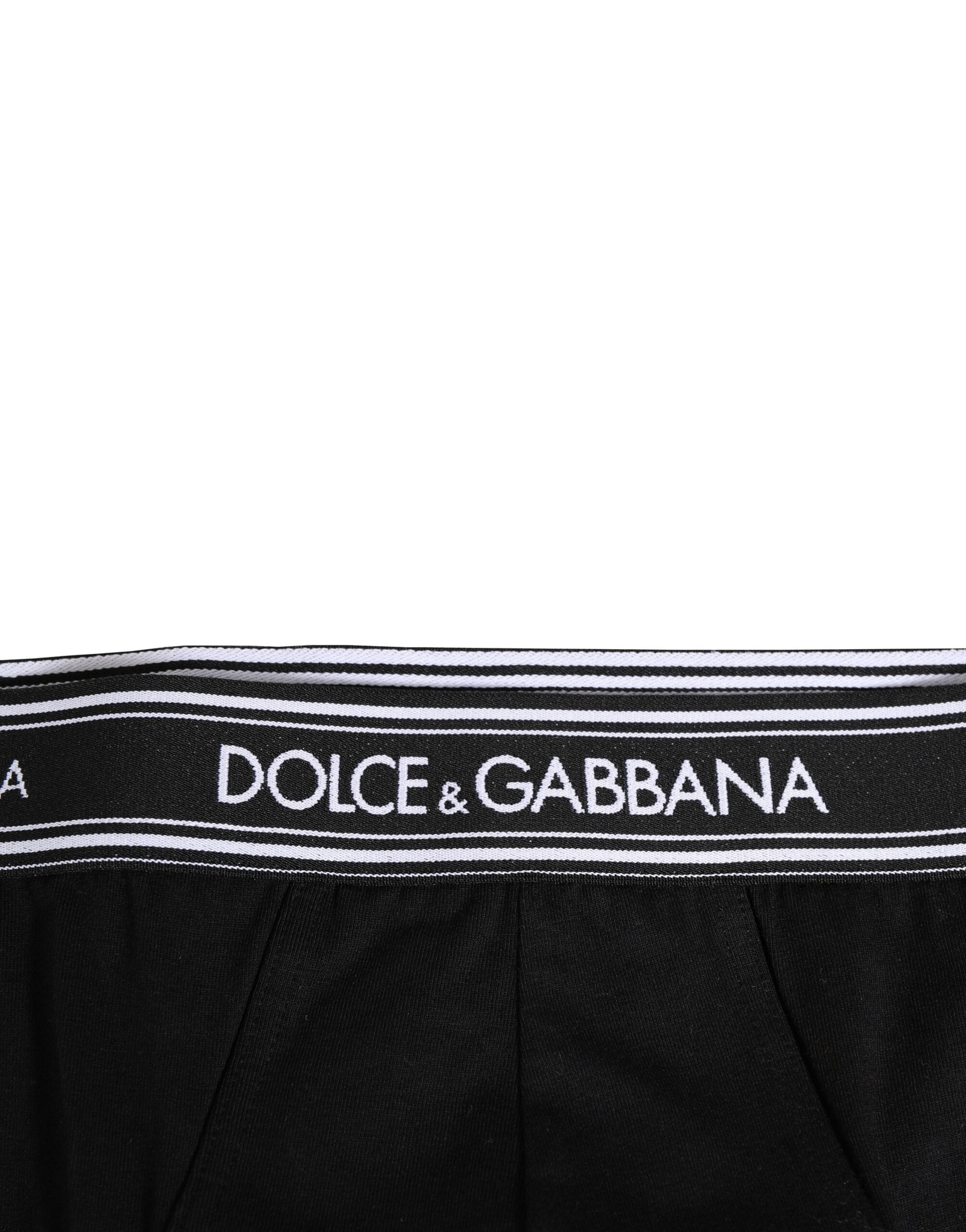 Dolce & Gabbana Black Cotton Stretch Logo Print Brief Underwear