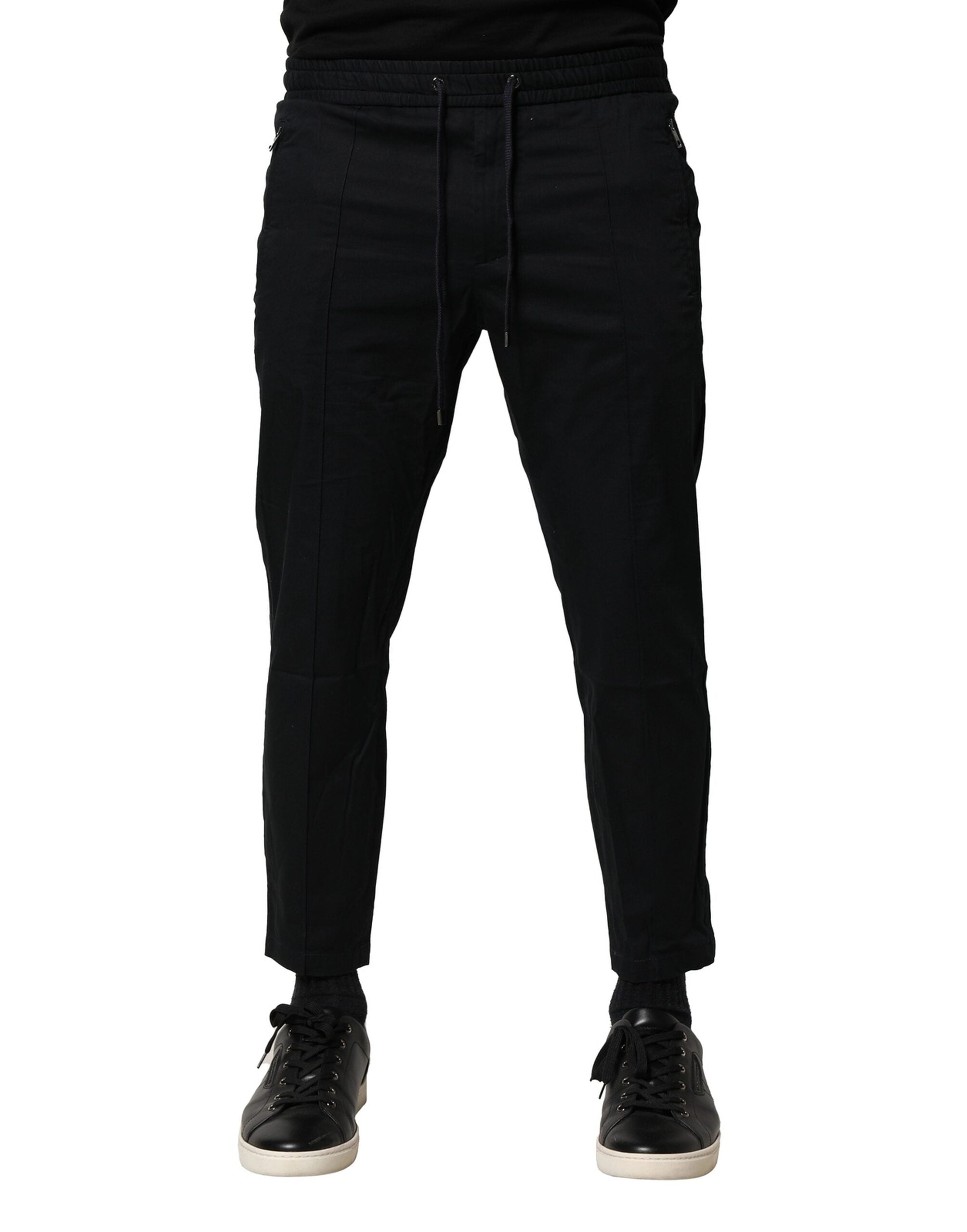 Dolce & Gabbana Black Cotton Mid Waist Jogger Pants