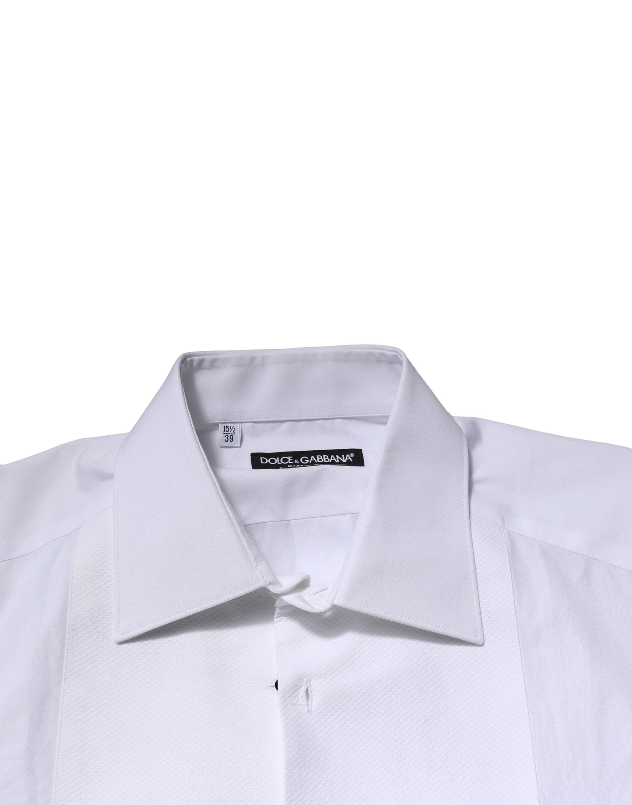 Dolce & Gabbana White GOLD Crown Cotton Dress Formal Shirt