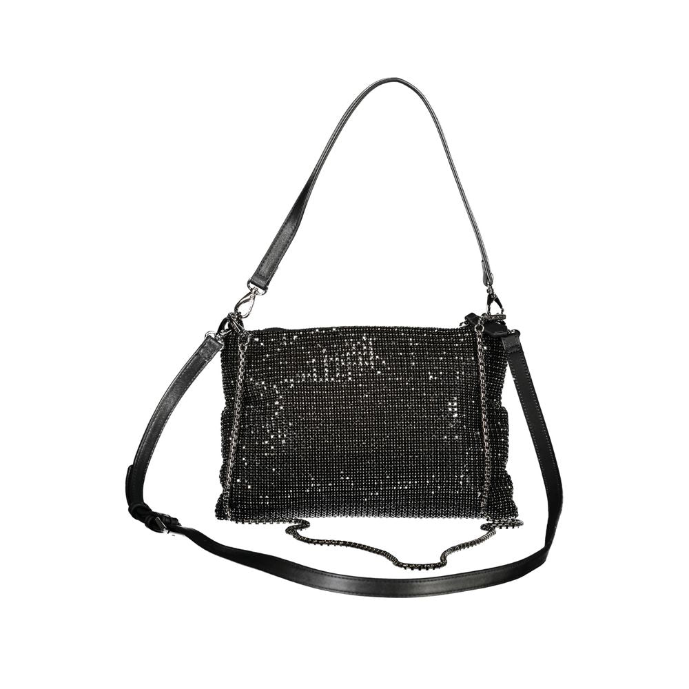 Mario Valentino Black Polyester Women Handbag with Rhinestone Details