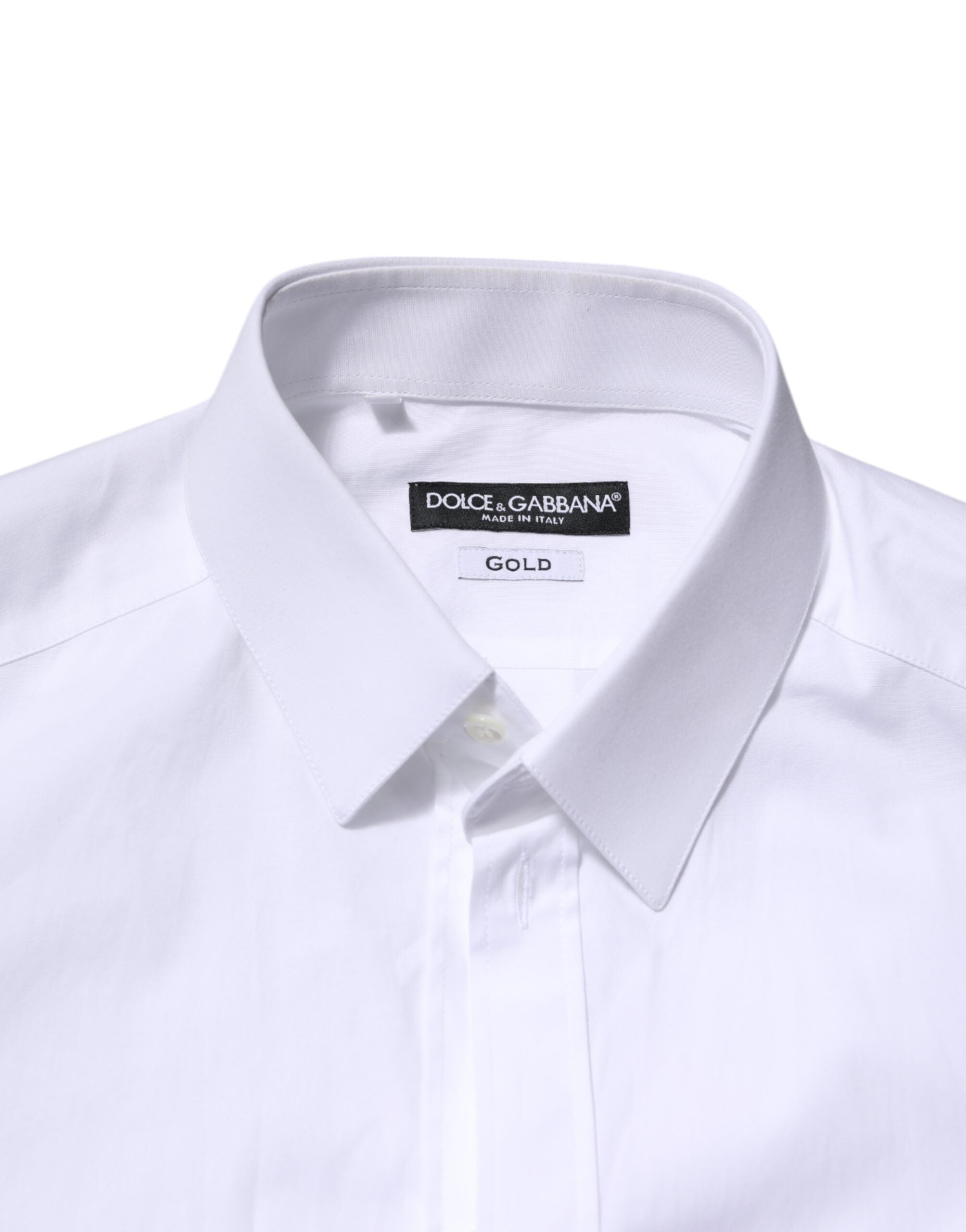 Dolce & Gabbana White Cotton GOLD Long Sleeves Formal Shirt
