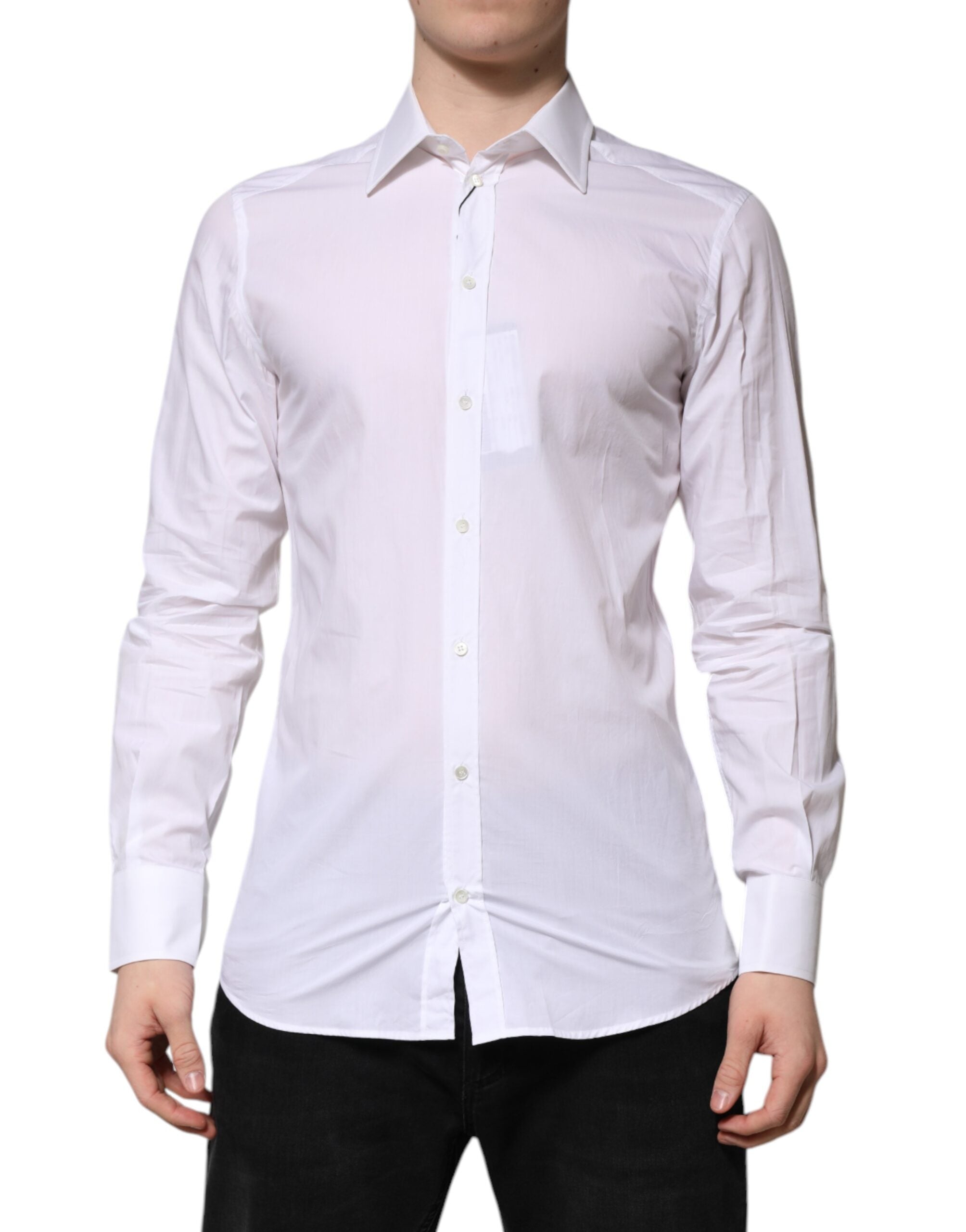 Dolce & Gabbana White GOLD Long Sleeves Dress Formal Shirt
