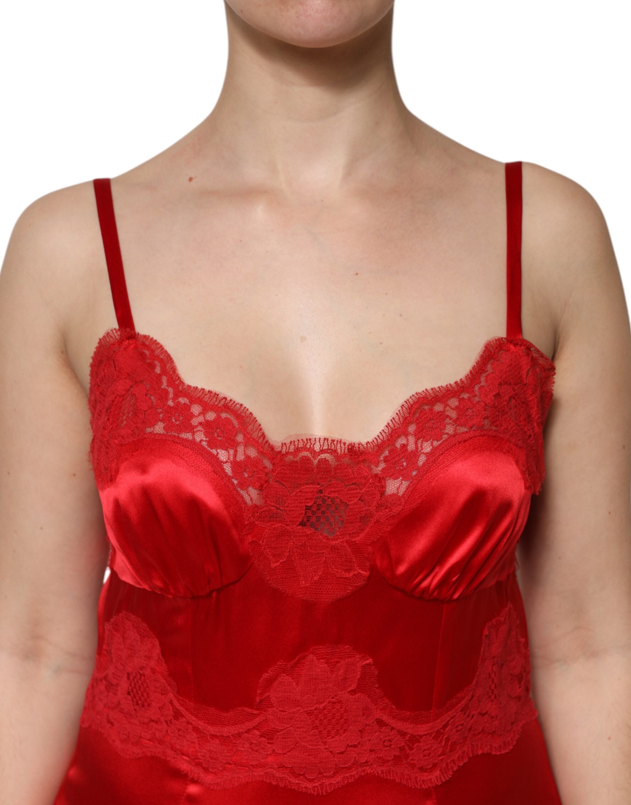 Dolce & Gabbana Red Silk Sleeveless Maxi Long Dress