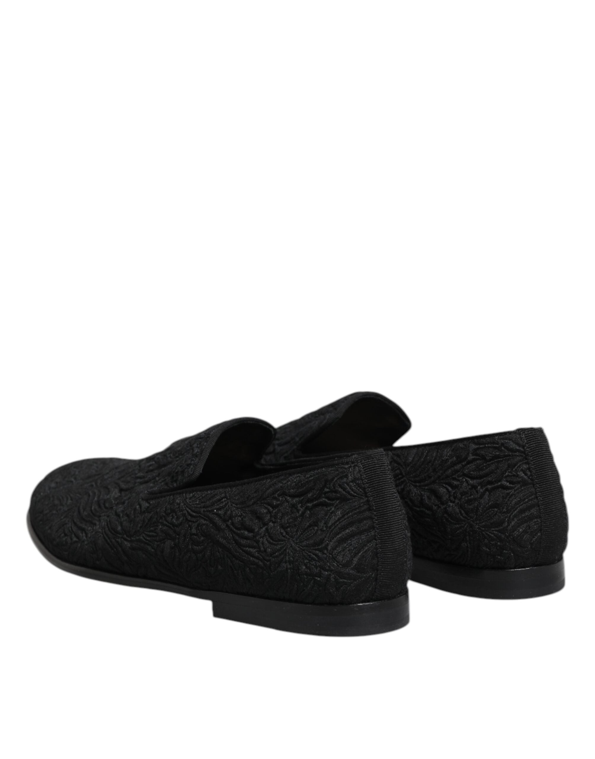 Dolce & Gabbana Black Jacquard Slip On Loafers Formal Shoes