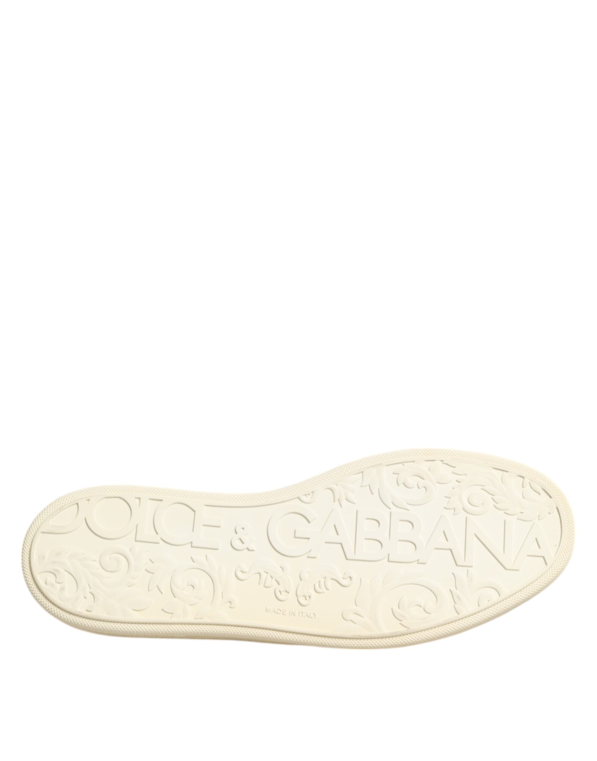 Dolce & Gabbana Black Leather Bee Crown Low Top Sneakers Shoes