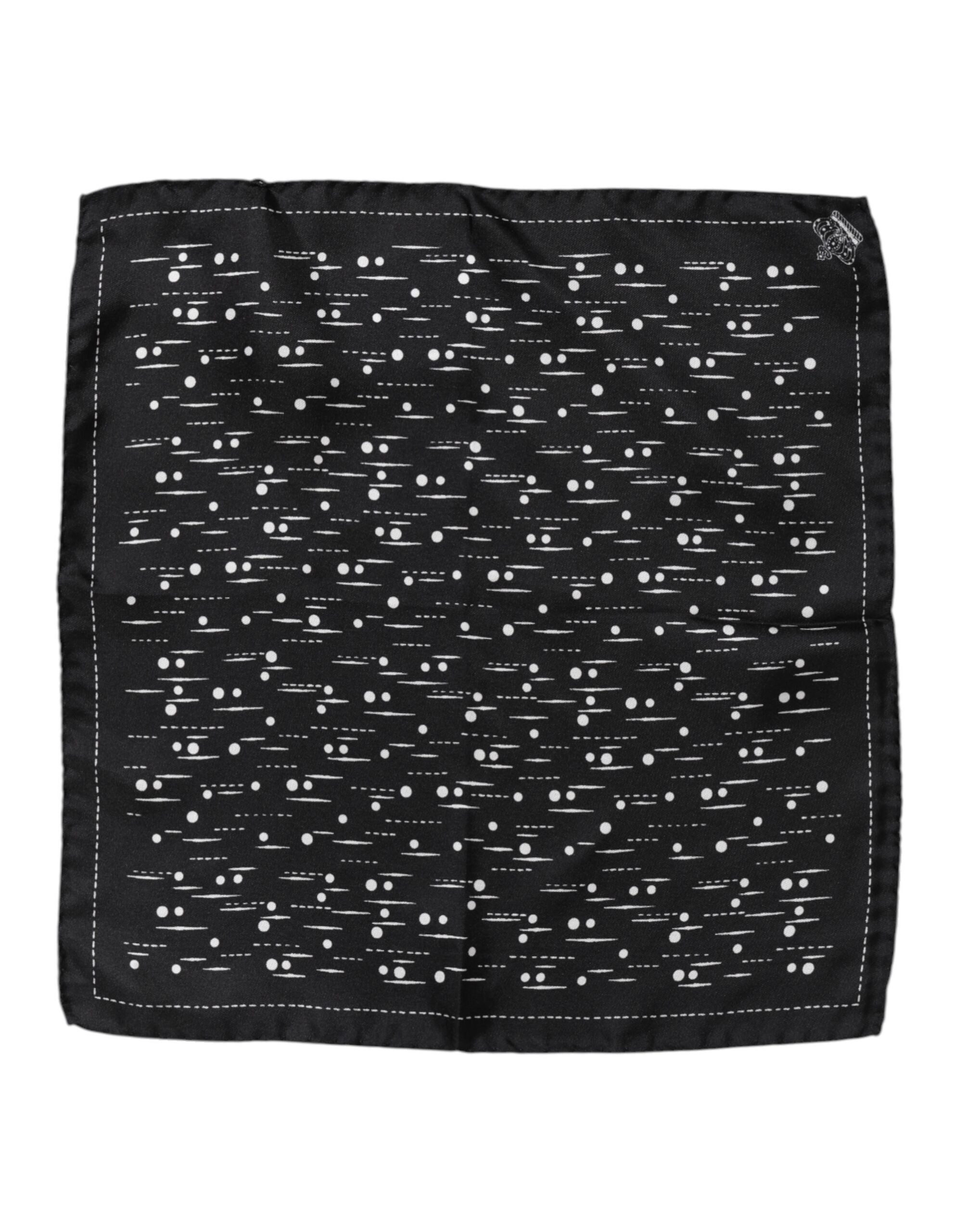 Dolce & Gabbana Black White Printed Square Men Foulard Scarf