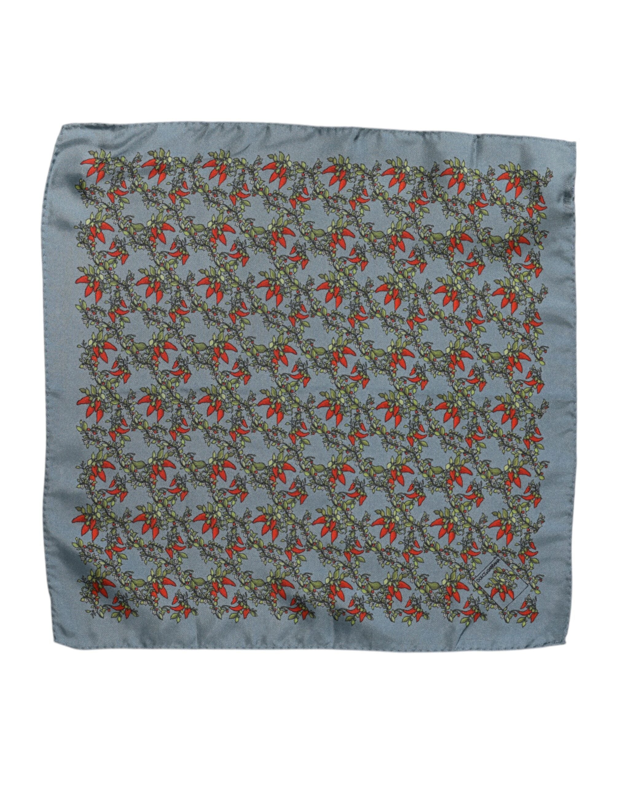 Dolce & Gabbana Gray Chilis Silk Square Men Foulard Scarf