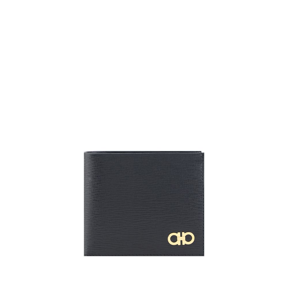 Ferragamo Black Calf Leather Bos Taurus Wallet