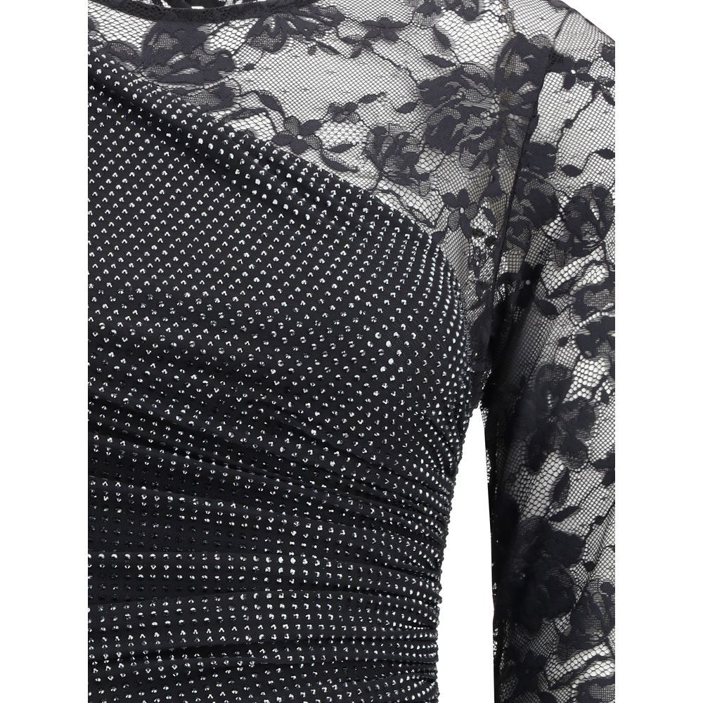 Self-Portrait Black Polyester Casual Dress