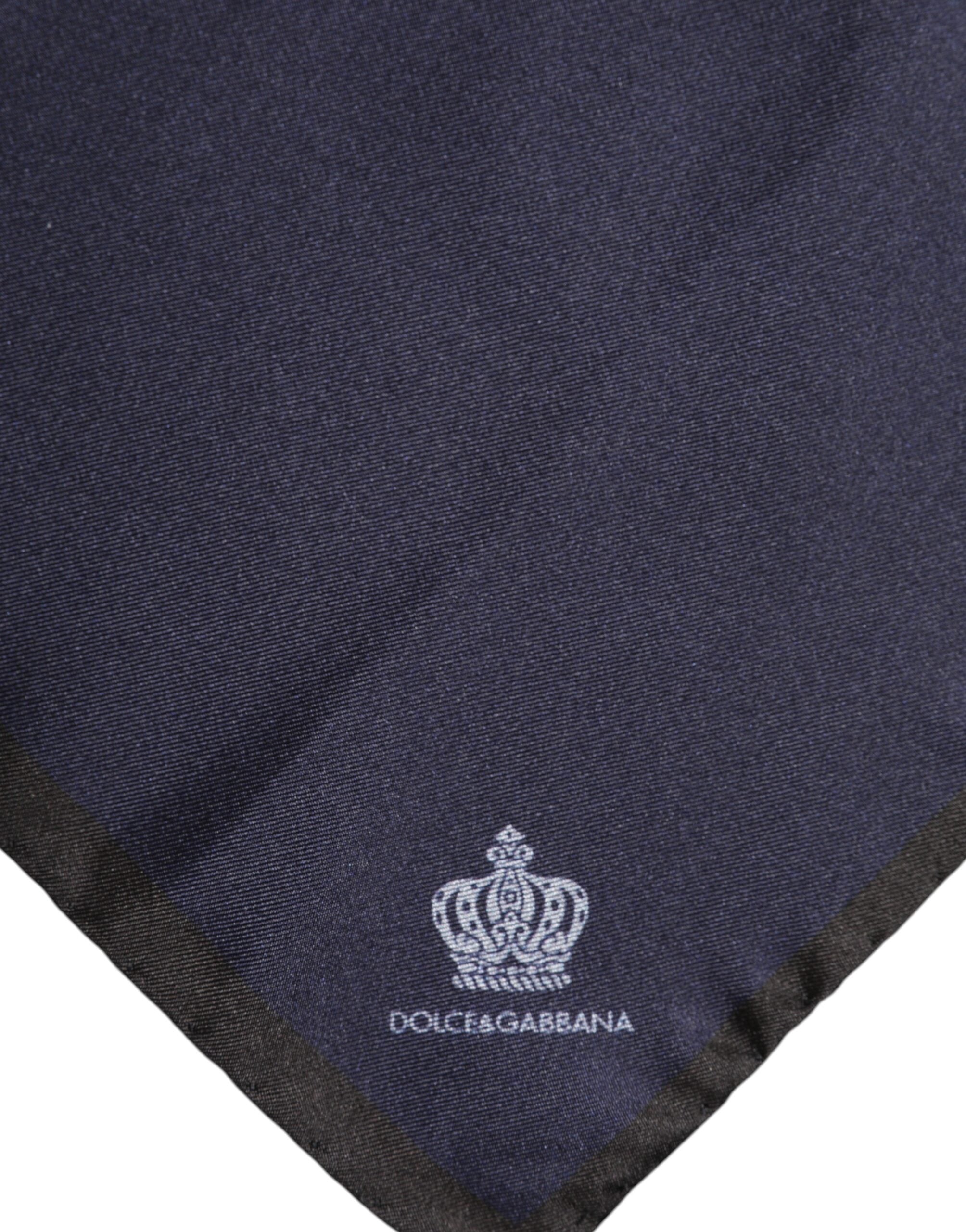 Dolce & Gabbana Blue DG Crown Silk Square Men Foulard Scarf