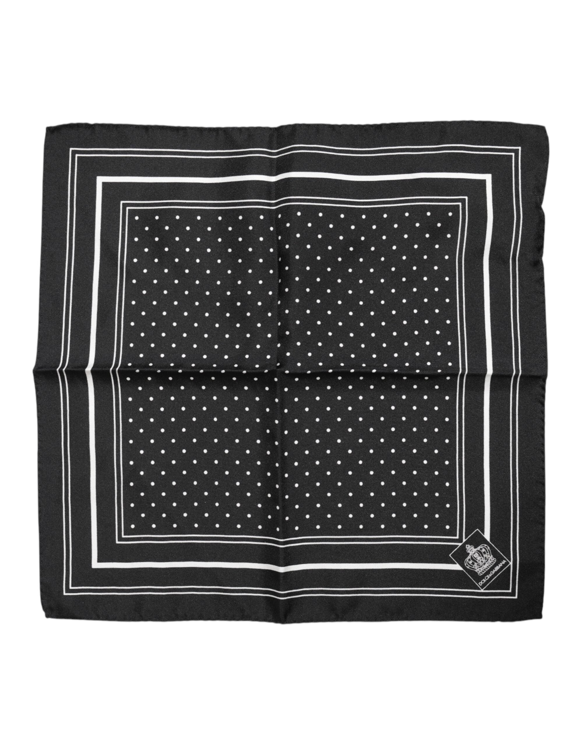 Dolce & Gabbana Black White Polka Dot Men Foulard Scarf