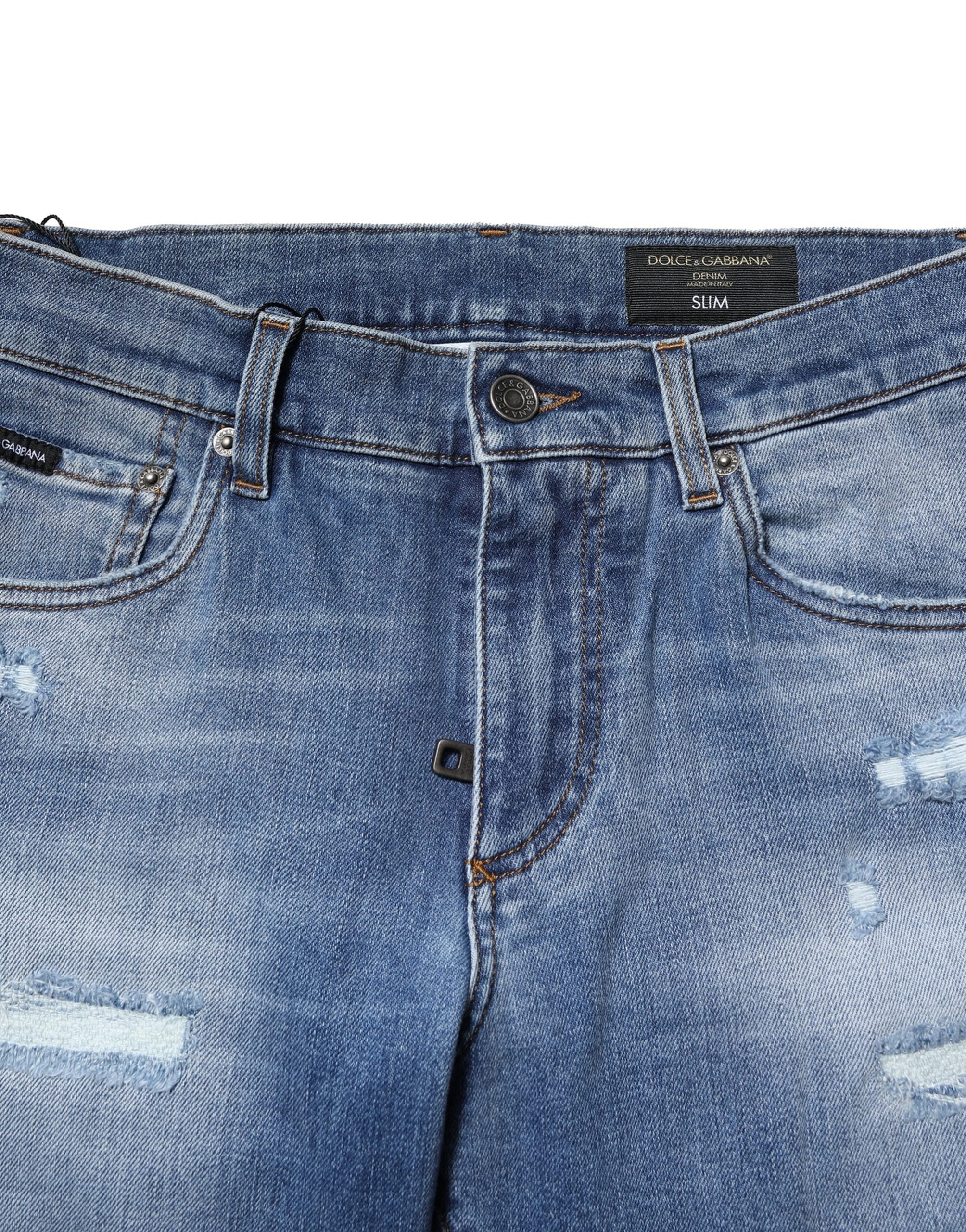 Dolce & Gabbana Blue Washed Cotton Skinny Men Denim Jeans