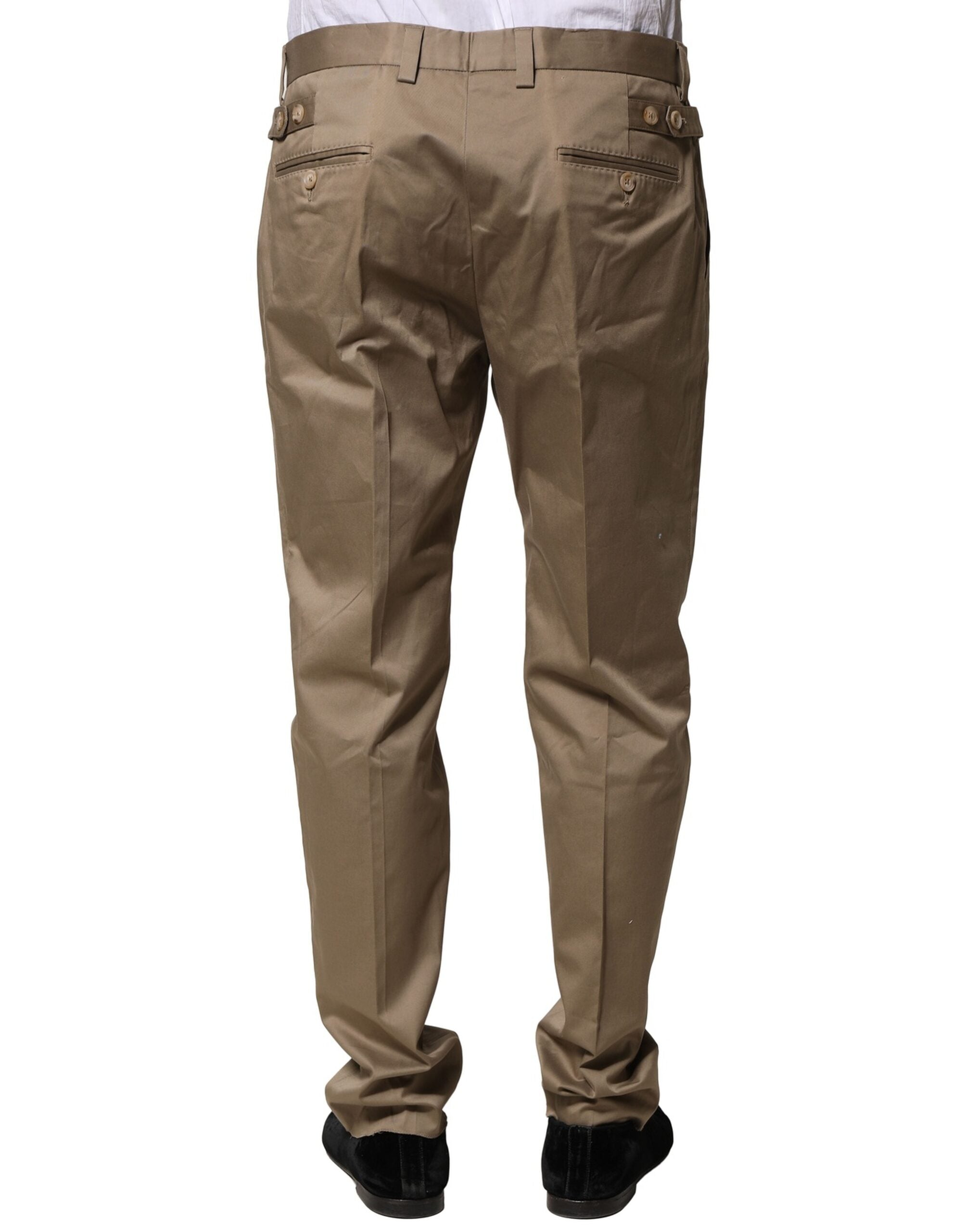 Dolce & Gabbana Brown Cotton Tapered Men Formal Pants