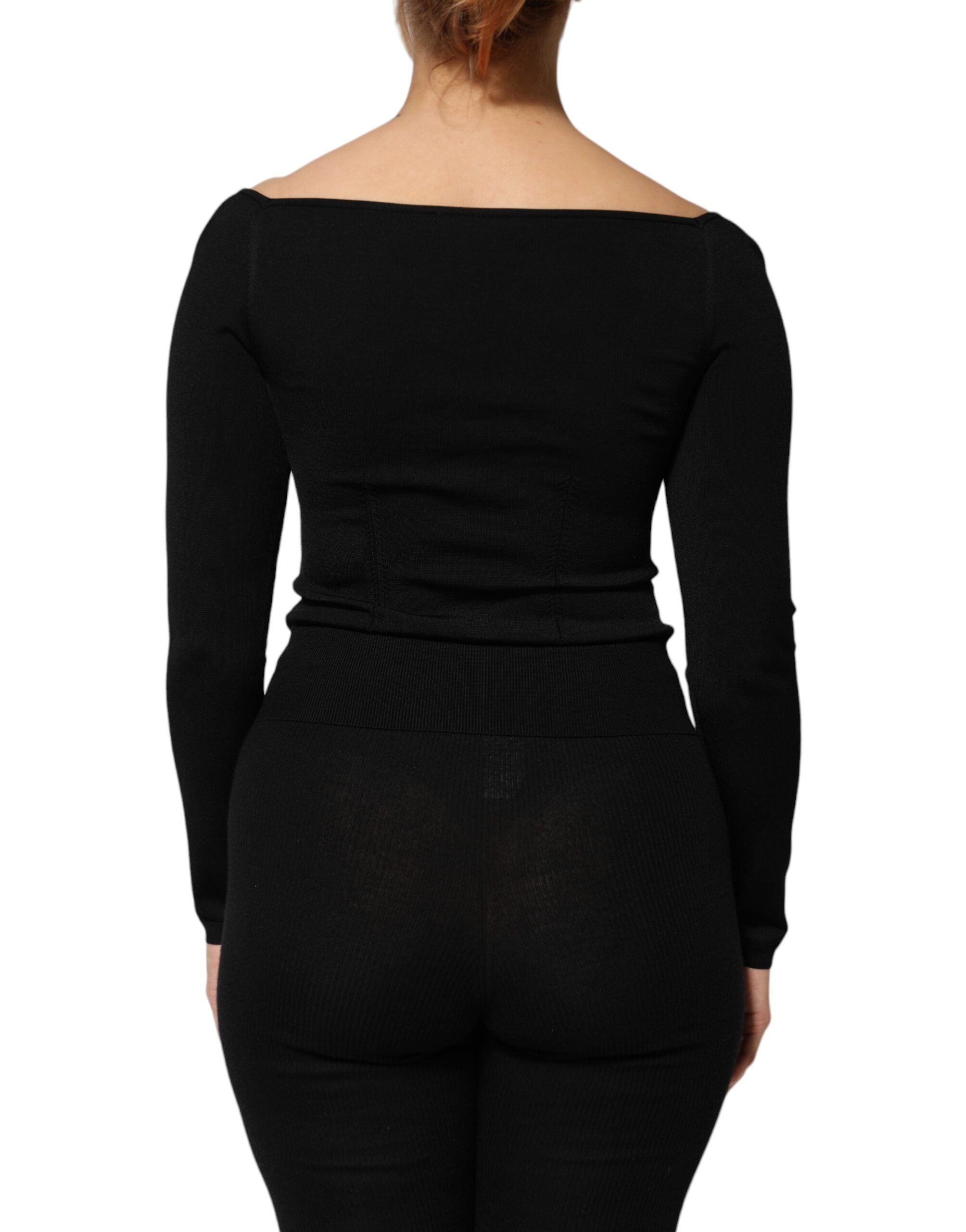 Dolce & Gabbana Black Viscose Long Sleeve Pullover Blouse Top