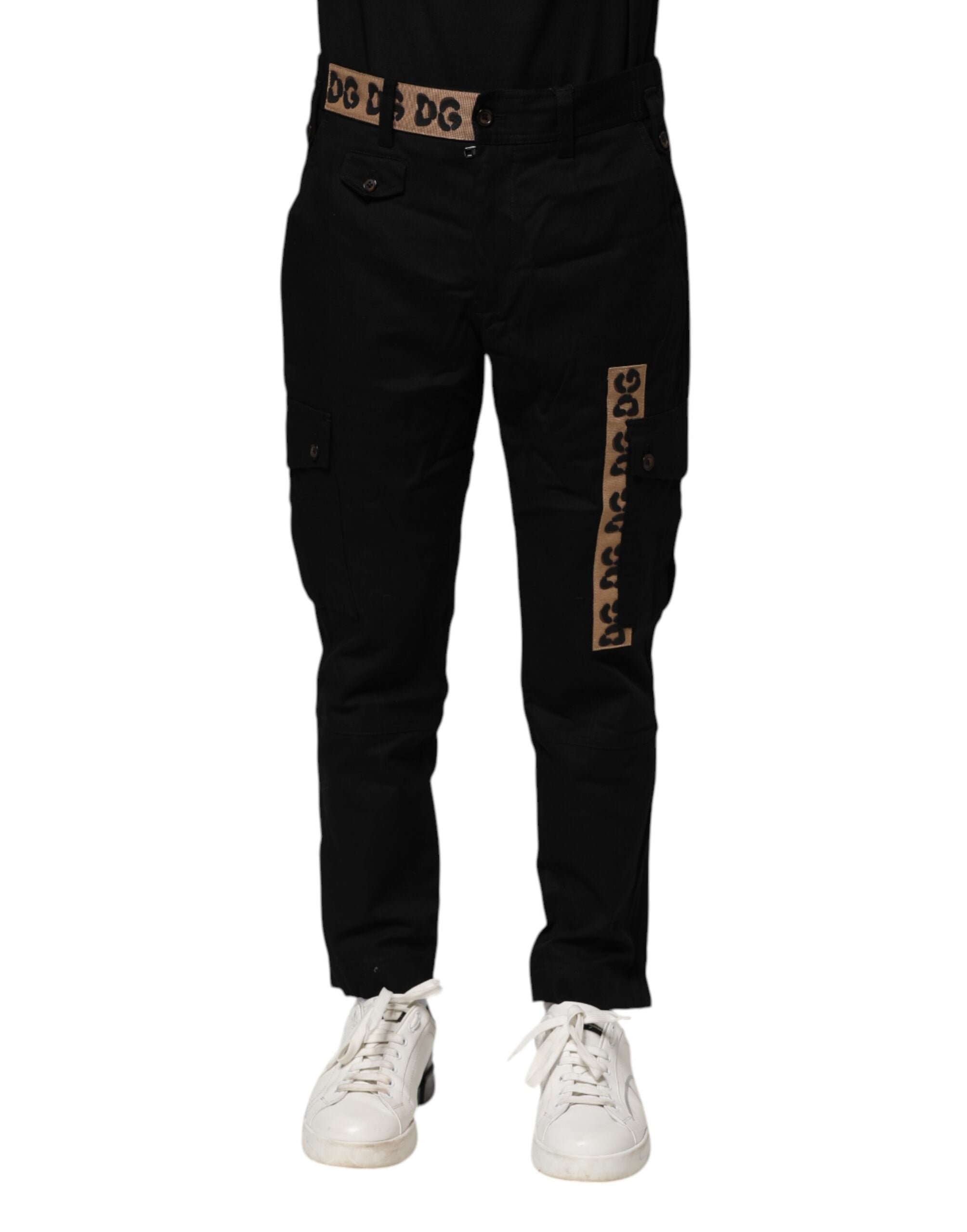 Dolce & Gabbana Black Cotton Cargo Casual Pants