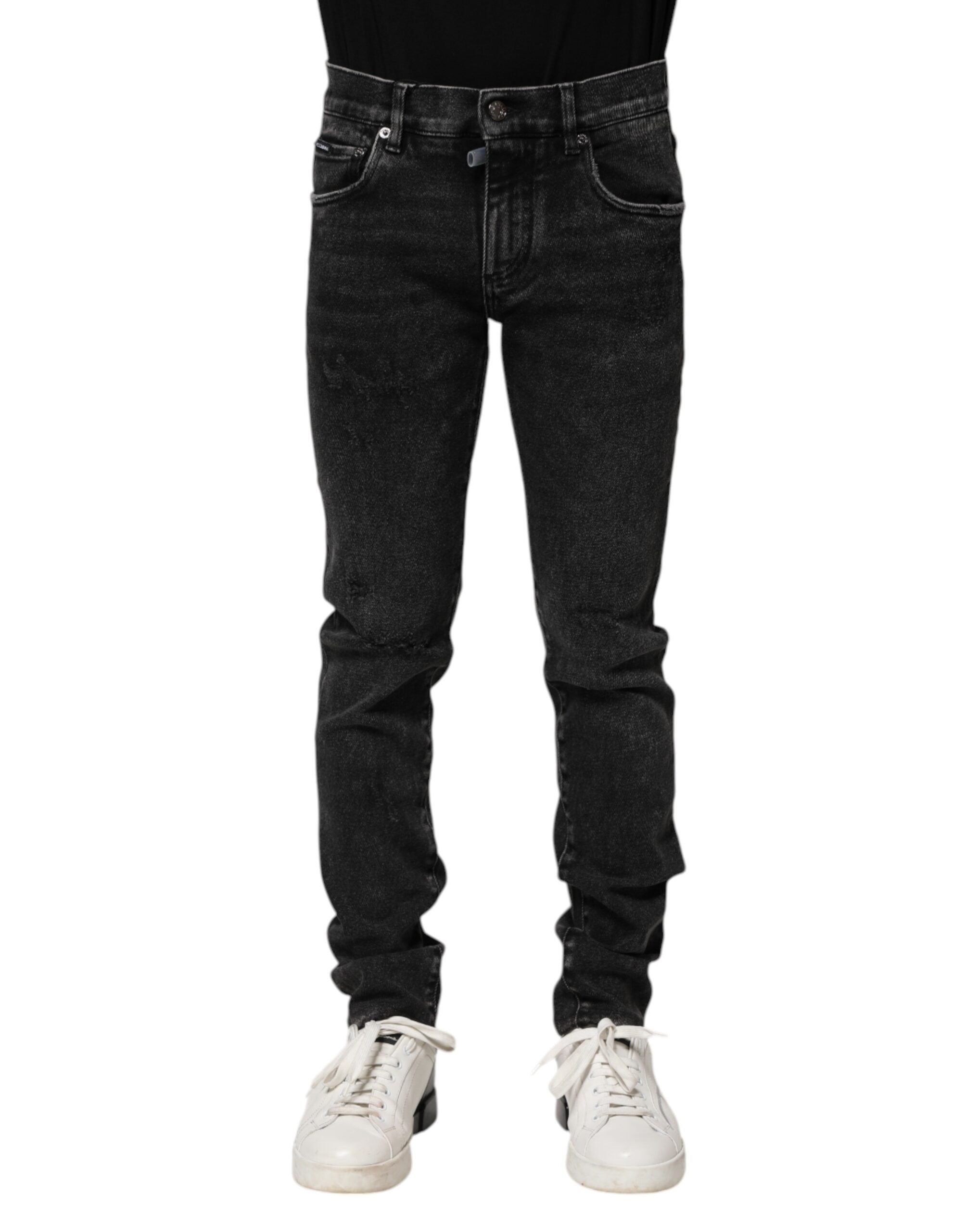 Dolce & Gabbana Black Cotton Skinny Men Denim Jeans