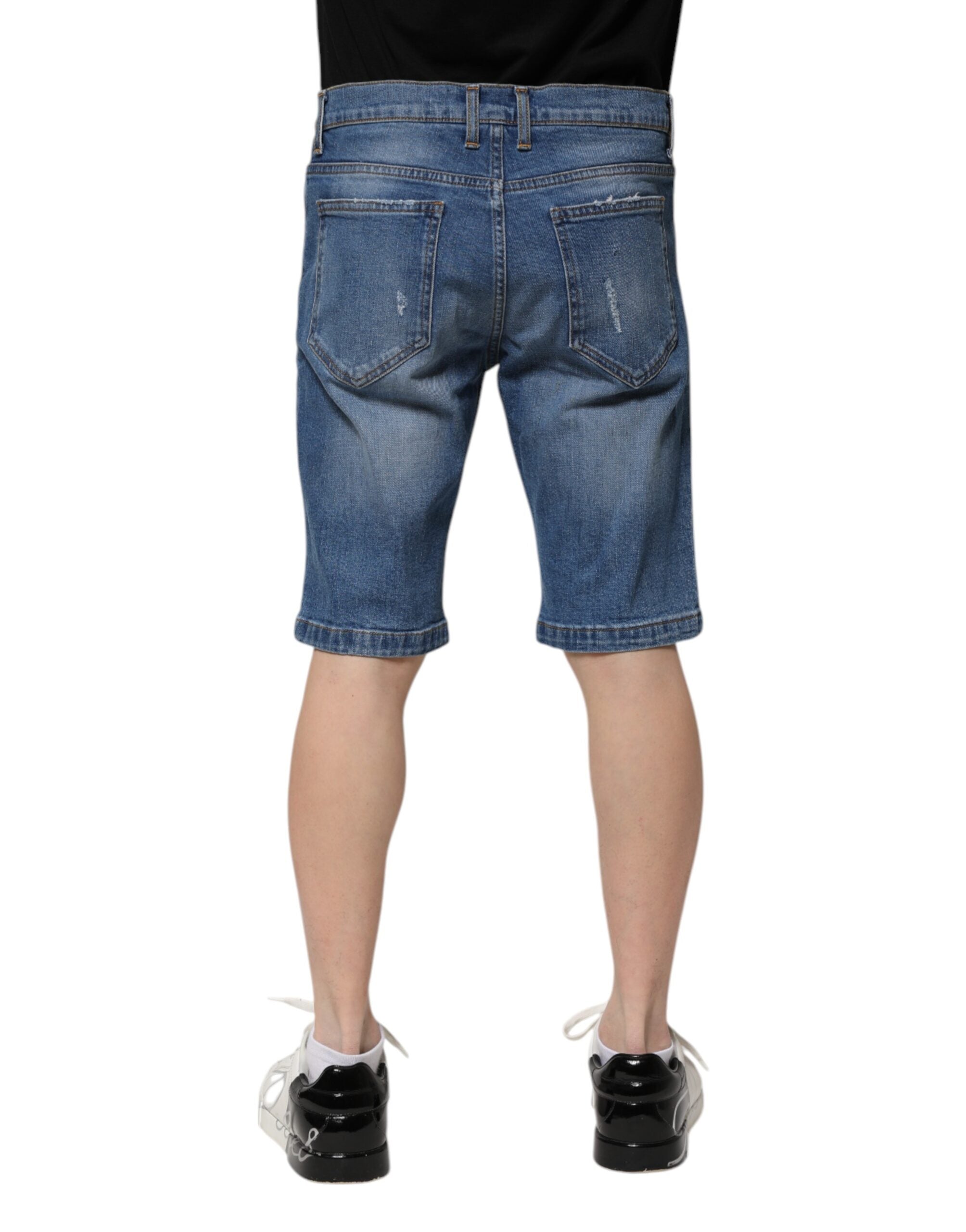 Dolce & Gabbana Blue Cotton Stretch Men Denim Bermuda Shorts